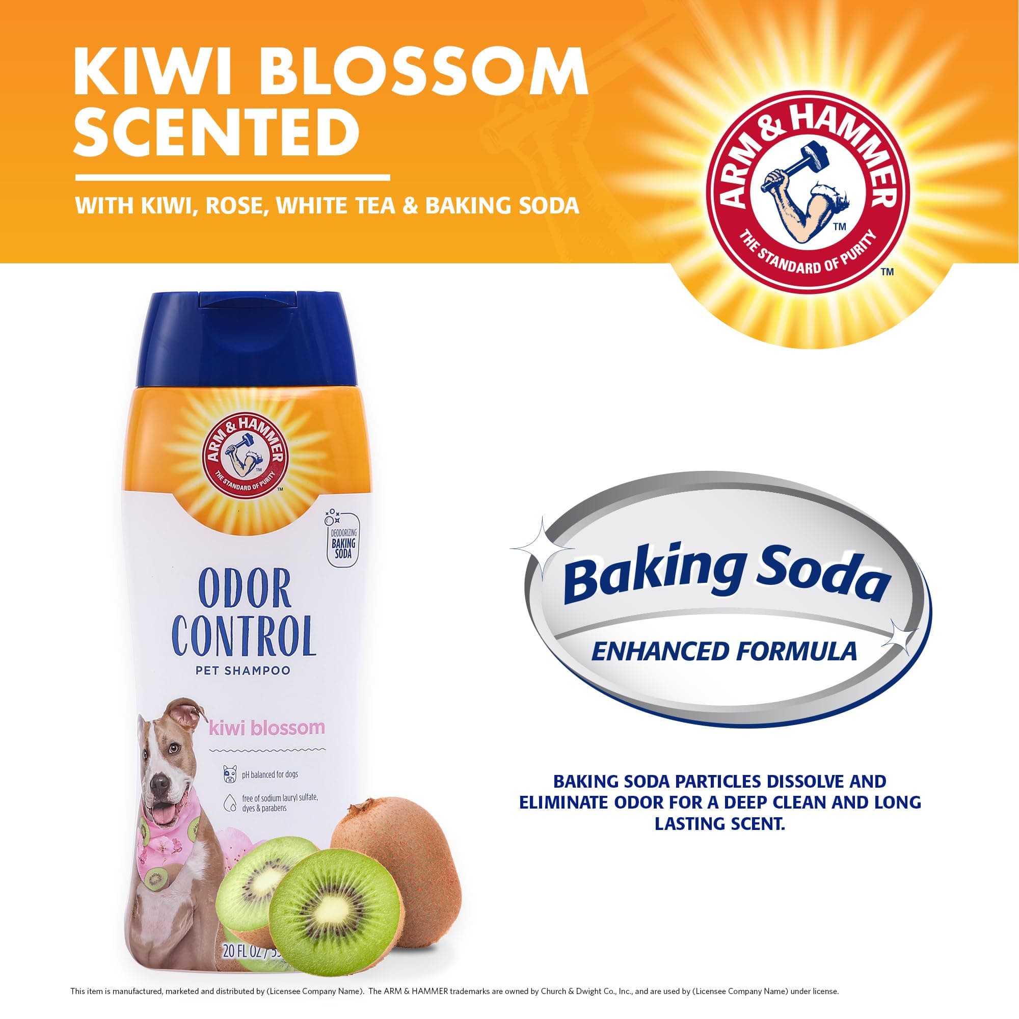 Arm & Hammer Deodorizing Dog Shampoo with Baking Soda for Odor Control, Tearless Moisturizing Formula for Sensitive Skin, Fresh Kiwi Blossom Scent, Safe for Dogs and Puppies, 20 Fl Oz - image 3
