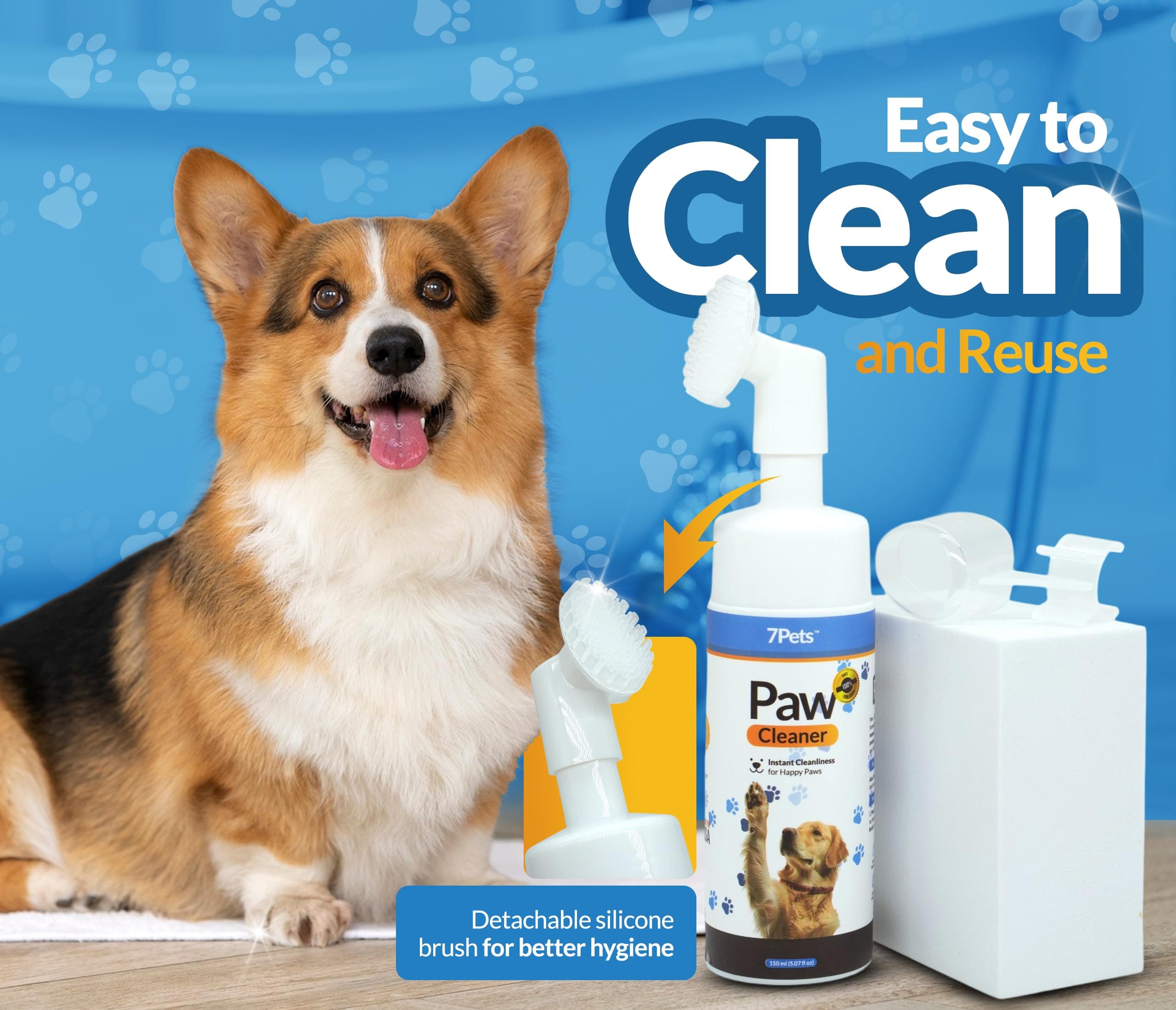 Paw Cleaner for Dogs & Cats | Gentle Dog Paw Washer | No Rinse Foaming | Unscented | Pet Foot Cleaner with Built-in Silicone Brush for Muddy Paws | Puppy & Kitten Paw Wash | 5 fl oz - image 6