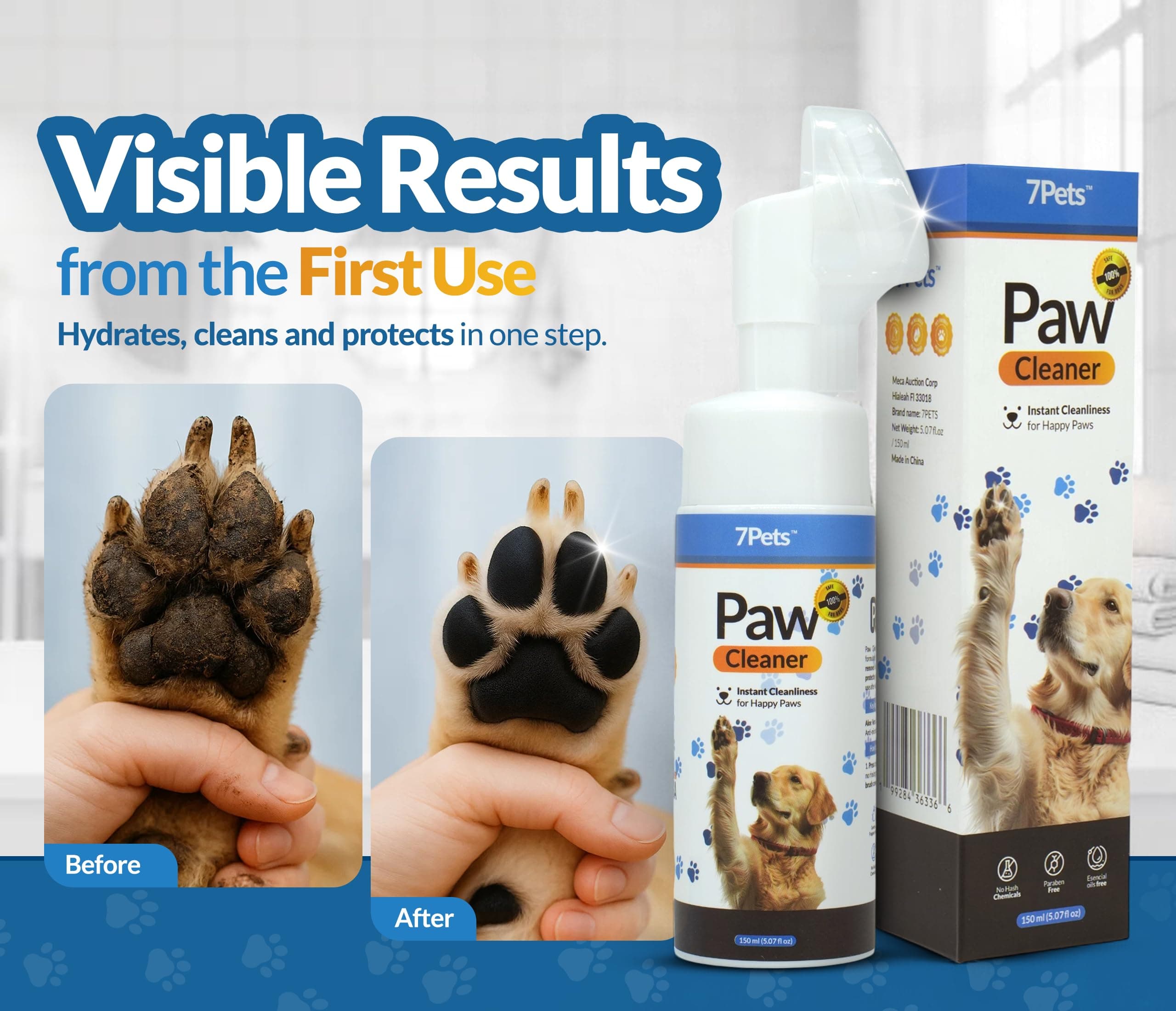 Paw Cleaner for Dogs & Cats | Gentle Dog Paw Washer | No Rinse Foaming | Unscented | Pet Foot Cleaner with Built-in Silicone Brush for Muddy Paws | Puppy & Kitten Paw Wash | 5 fl oz - image 7