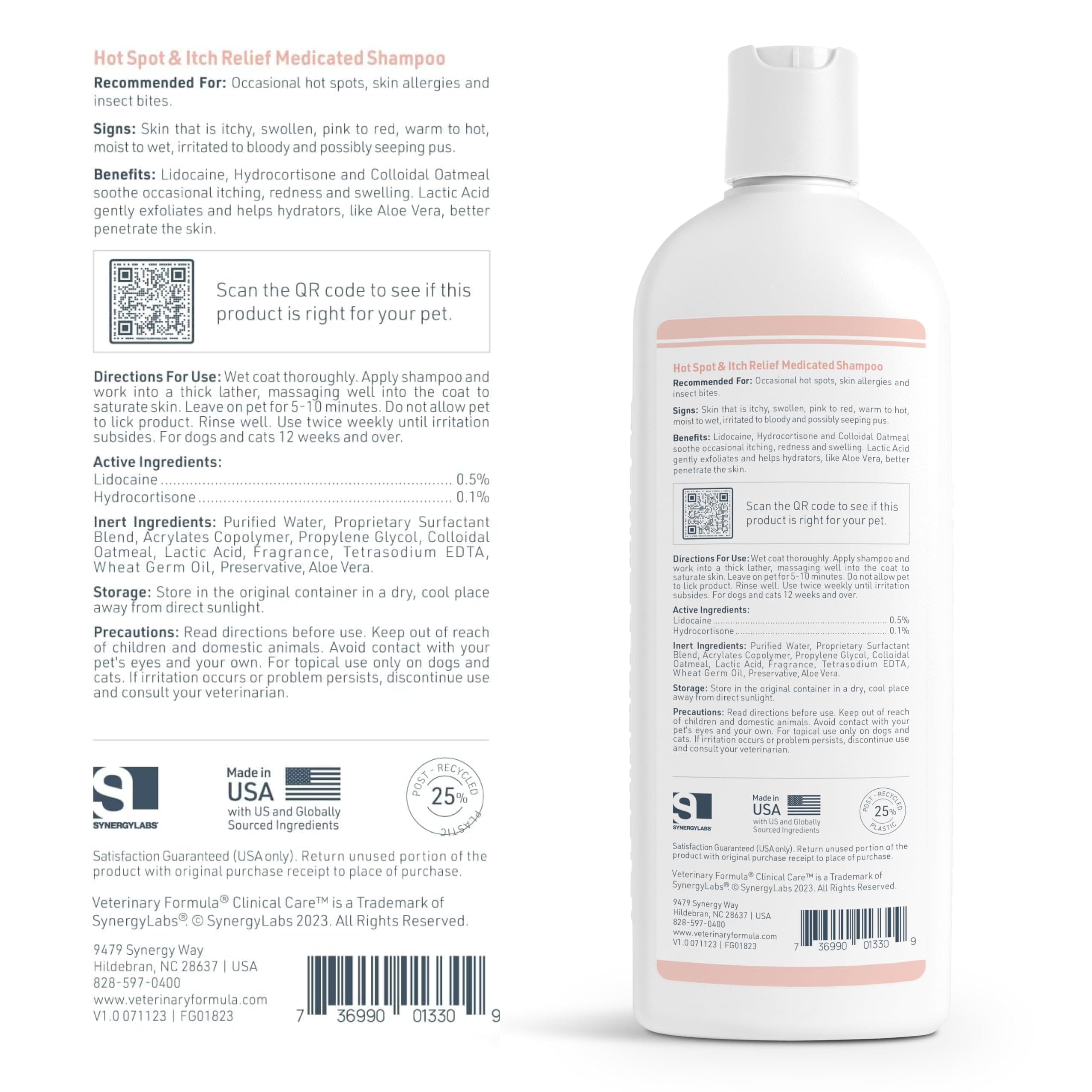 Veterinary Formula Clinical Care Hot Spot & Itch Relief Medicated Shampoo for Dogs and Cats 16oz – Helps Alleviate Sensitive Skin, Scratching, and Licking of Coat - image 8