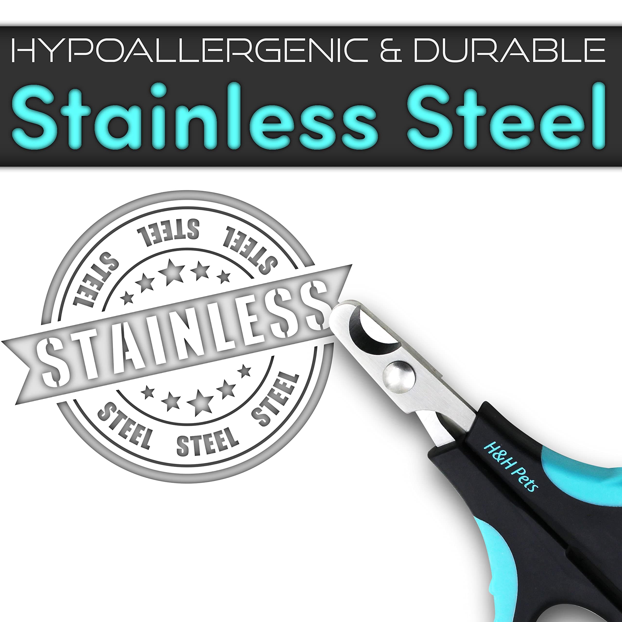 Cat Nail Clipper by H&H Pets - Professional Sharp Stainless Steel Claw Clipper Trimmer with Sturdy Non Slip Handles - for Small Animal & Cats Nail Cutter - image 2