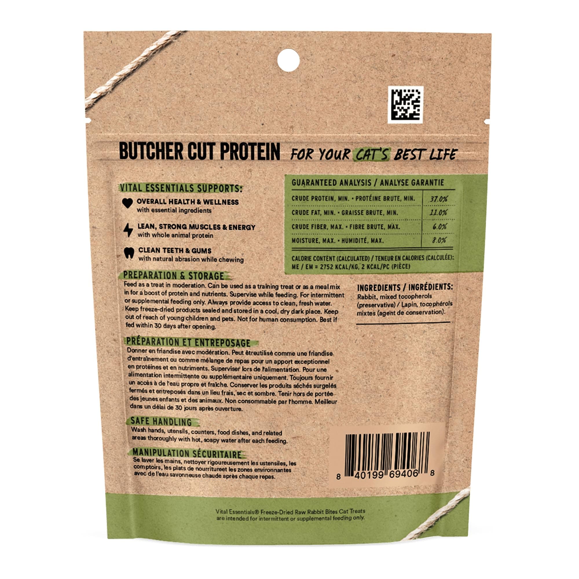 Vital Essentials Freeze Dried Cat Treats | Rabbit Bites, Single Protein | Premium Quality | Grain Free, Crunchy Cat Treats, 0.9 oz Bag - image 2