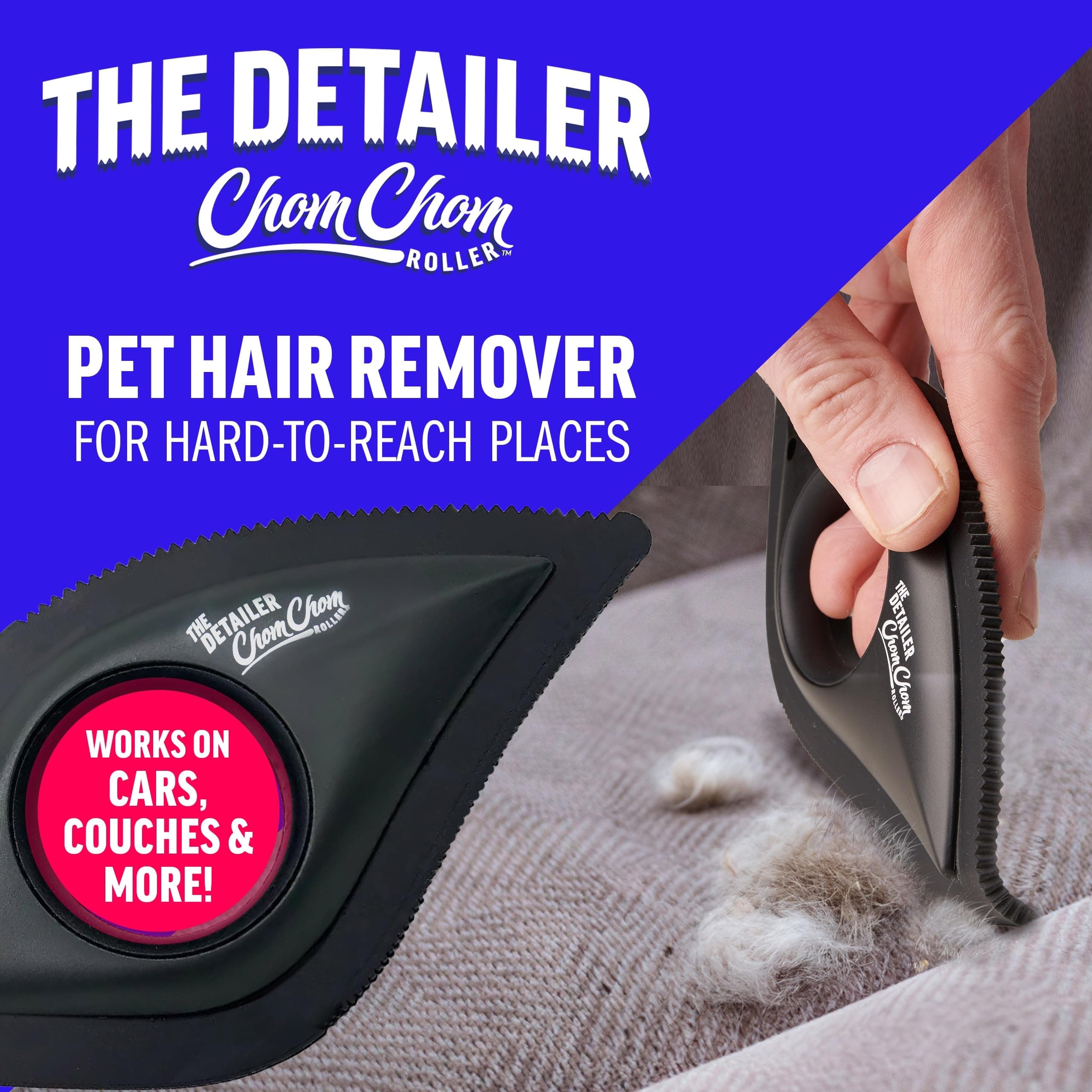 ChomChom Roller Detailer- Scraper for Pet Hair Remover and Lint - Great for CAR - Cat and Dog Hair Remover for Couch, Furniture, Carpet, Clothing and Bedding - Travel Multi-Surface Fur Removal Tool - image 2
