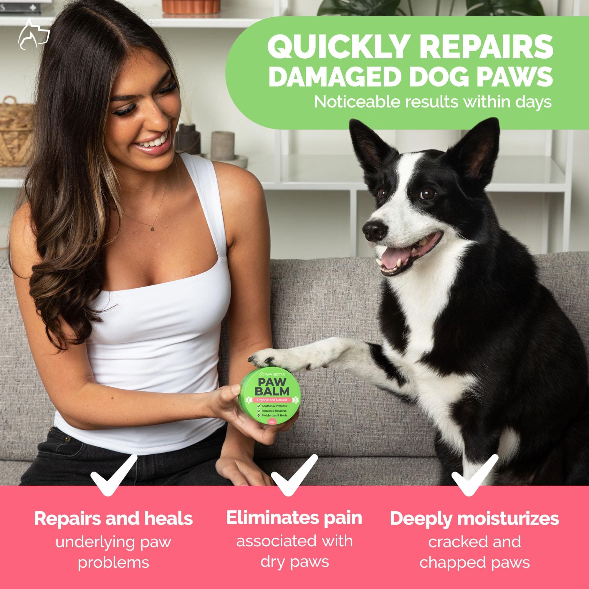 Natural Lick Safe Dog Paw Balm - 100% Organic Dog Paw Pad Balm Protector, Moisturizer & Soother for Dry Cracked Paws, Hot Pavement, Winter - Heals, Repairs & Restores - Coconut Oil, Shea Butter (2oz) - image 7