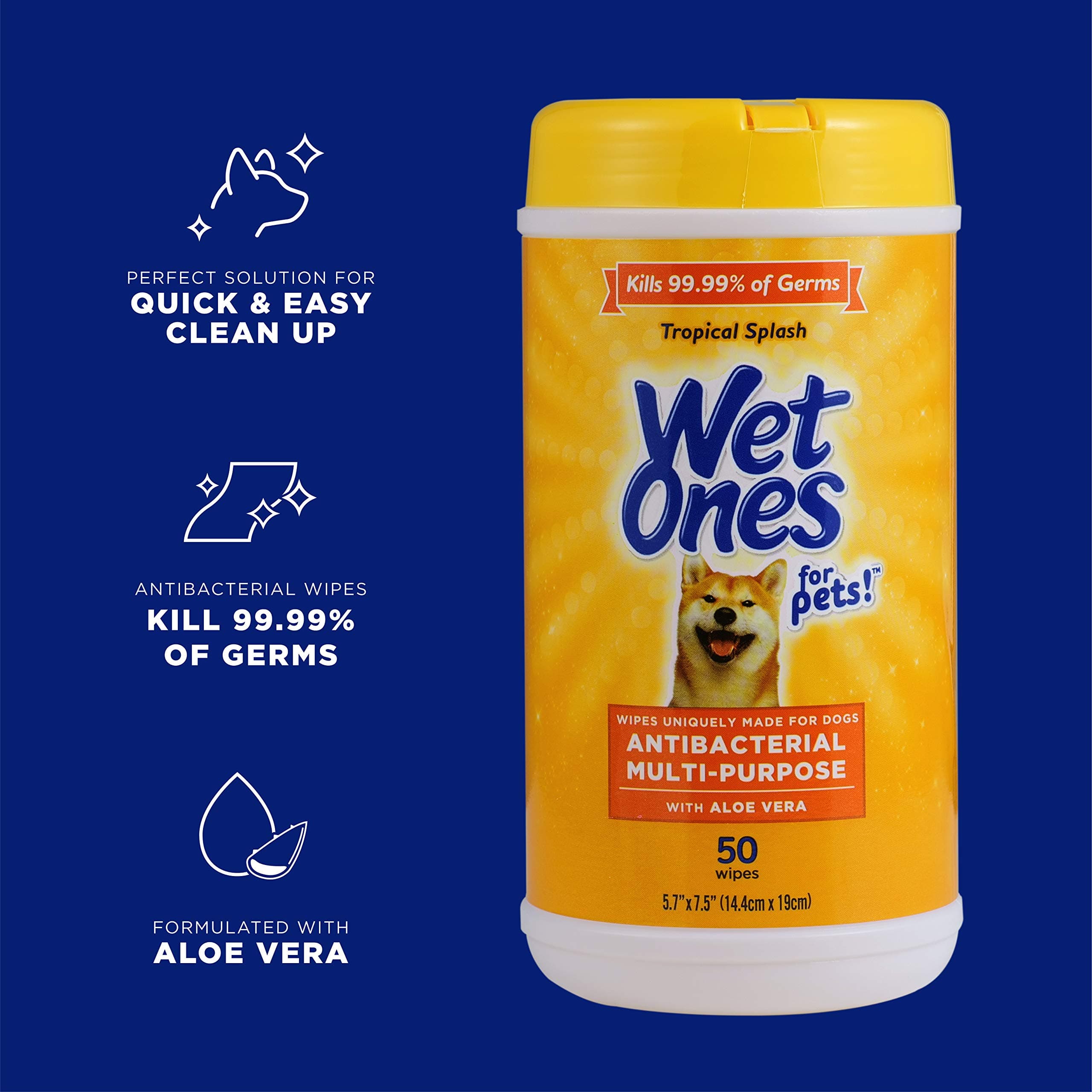 Wet Ones for Pets Multi-Purpose Dog Wipes With Aloe Vera | Dog Wipes For All Dogs in Tropical Splash, Wet Ones Wipes for Paws & All Purpose | 50 Ct Cannister Dog Wipes - image 3