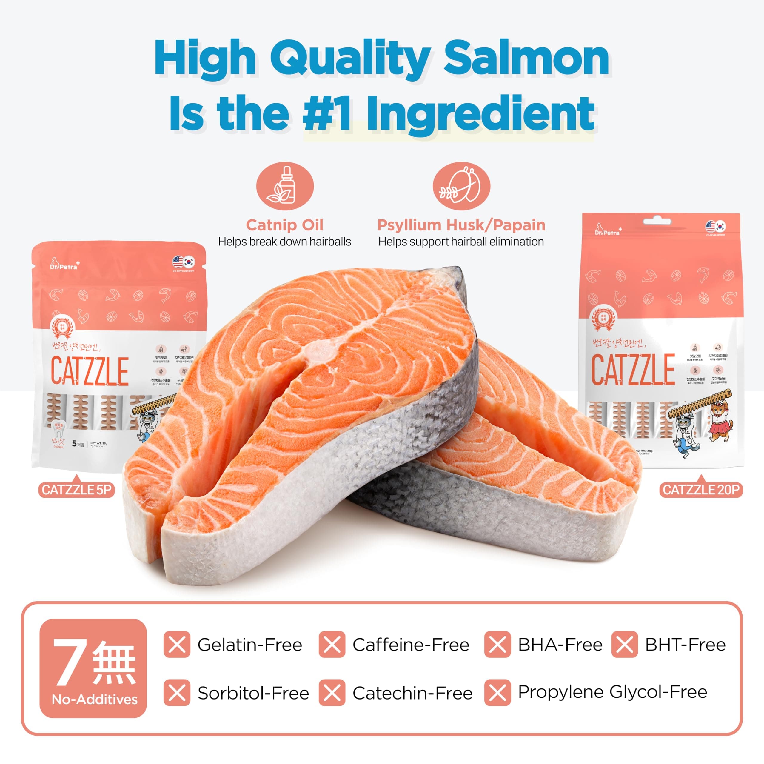 CATZZLE Cat Treats, Dental Chews for Indoor Cats, Cat Teeth Cleaning, Dental Care Snacks - Hairball Control (Salmon Flavor), 5 Sticks (1.25 oz.) - image 5