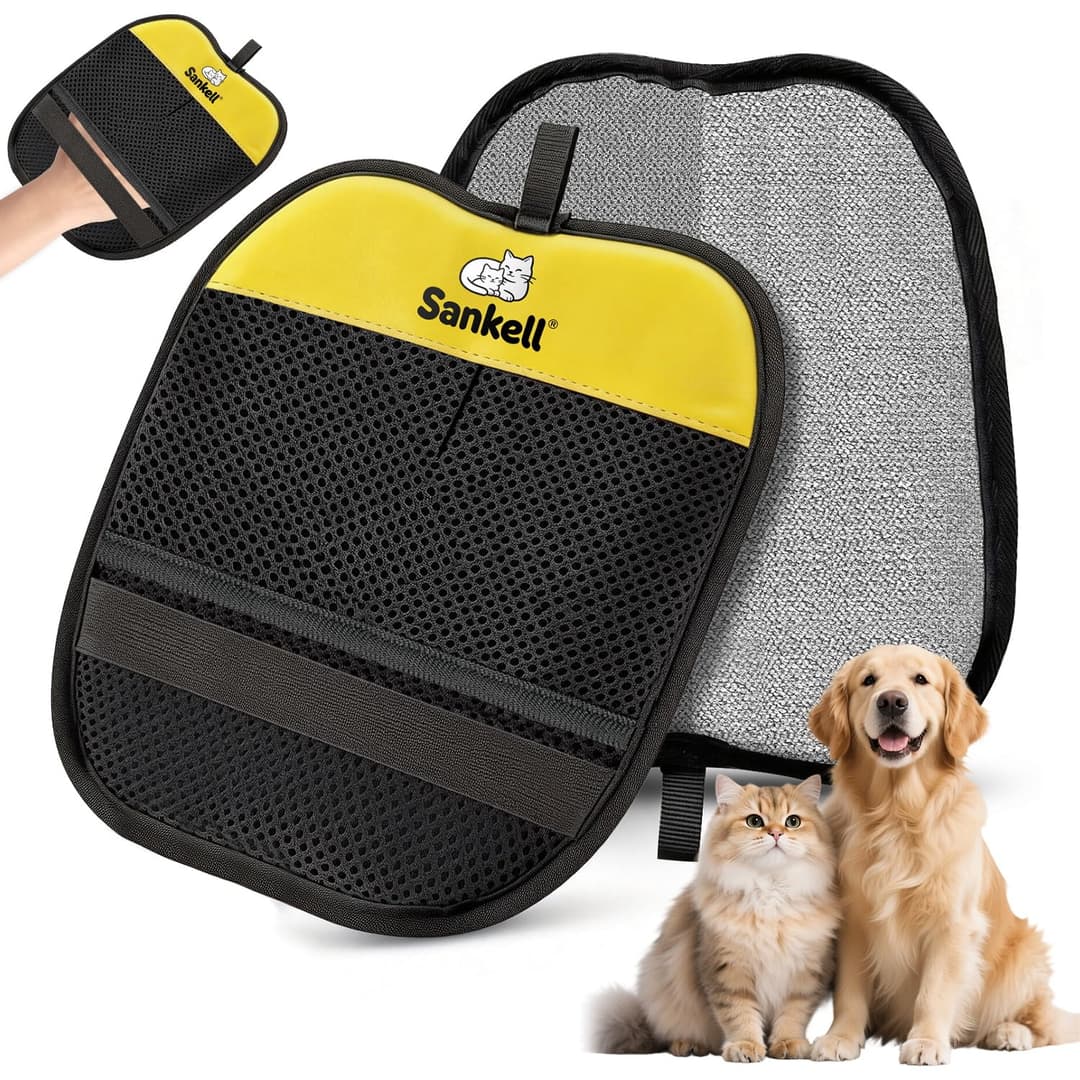 Pet Hair Removal Glove for Dogs & Cats, Newly Upgraded Reusable Electrostatic Pet Hair Remover Glove, Pet Hair Remover Mitt Tool for Couch, Furniture, Bed, Clothing, Carpet, Car Seat (Yellow)