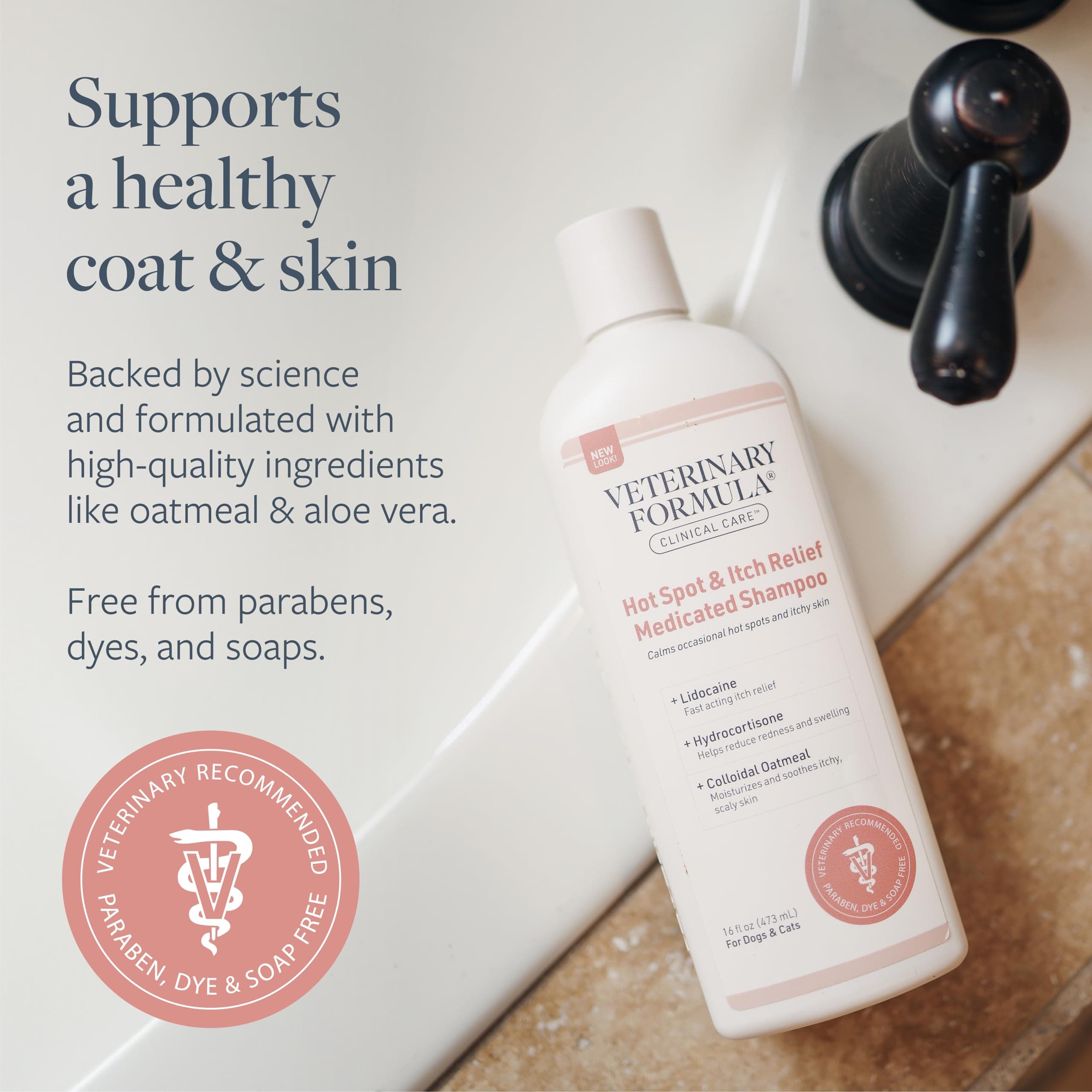 Veterinary Formula Clinical Care Hot Spot & Itch Relief Medicated Shampoo for Dogs and Cats 16oz – Helps Alleviate Sensitive Skin, Scratching, and Licking of Coat - image 3