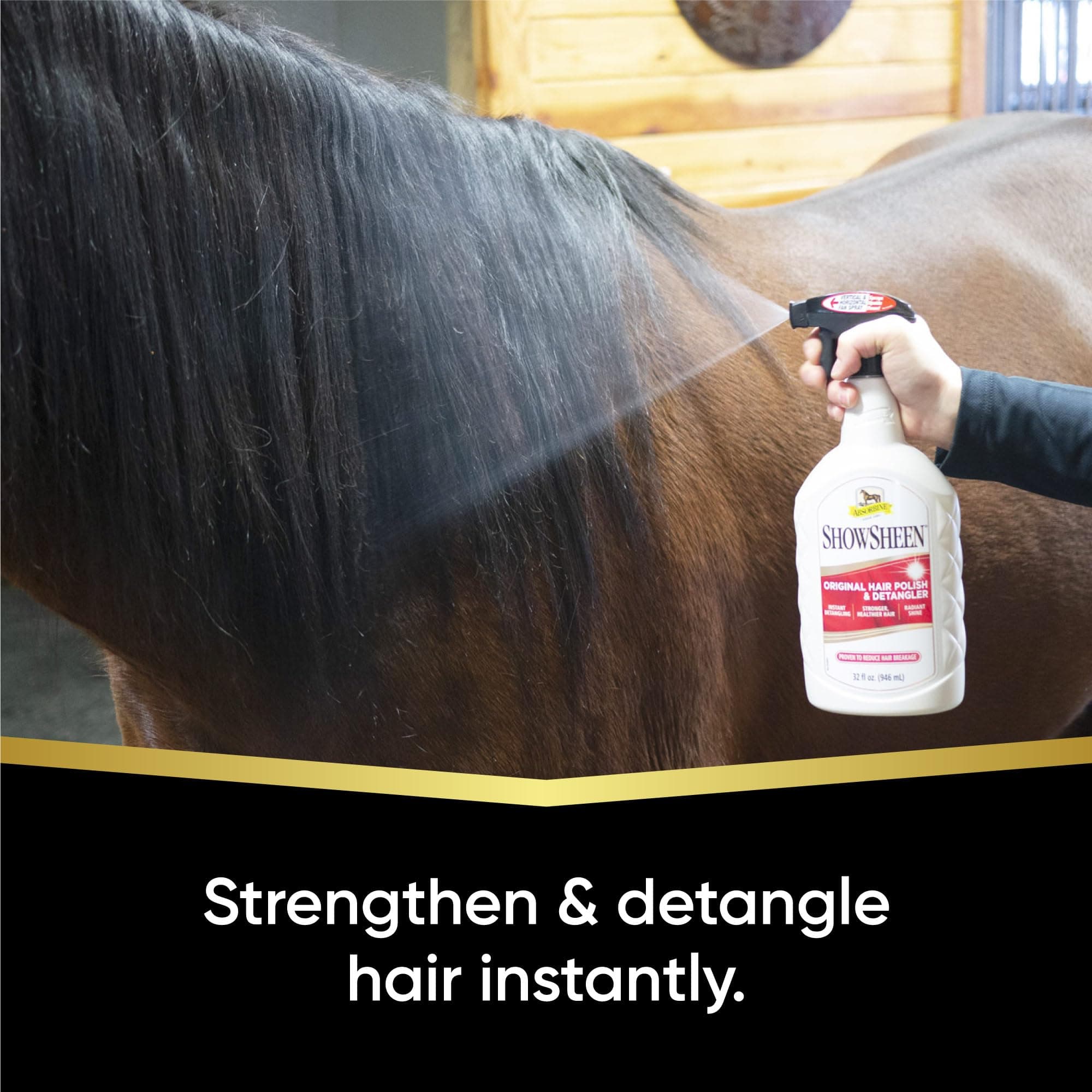 Absorbine ShowSheen Hair Polish & Detangler 32oz Spray Bottle, Horse and Dog Coat, Mane and Tail, Instant Detangling & Reduces Hair Breakage for Healthy Grooming & Radiant Shine - image 2