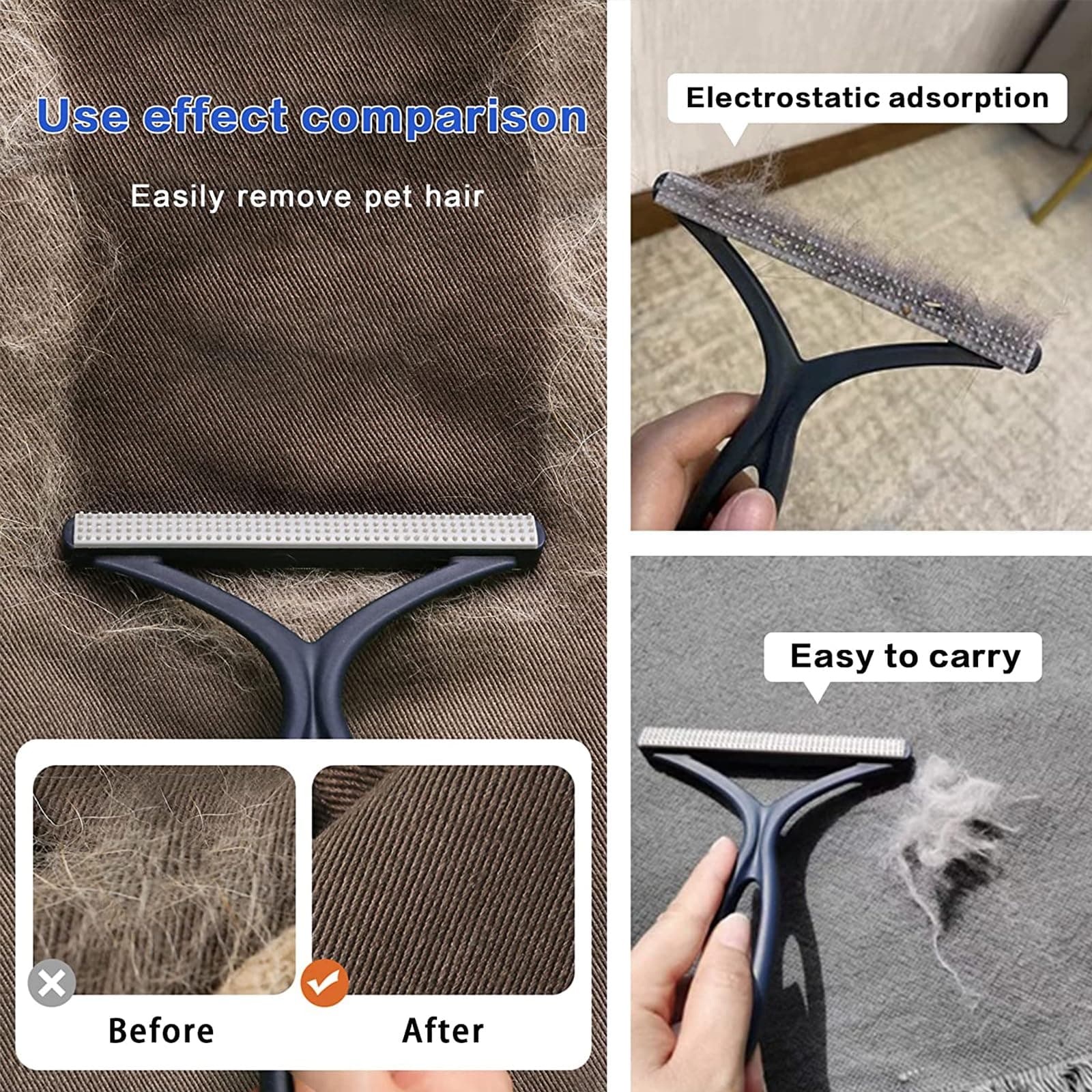 3-Pack Pet Hair Removal Tool,Dog Cat Hair Remover,Lint Shaver Cleaner Pro,Fur Removal Tool,Portable Carpet Scraper,Carpet Rake,Pet Hair Brush for Carpet,Clothes,Car Mats,Couch,Pet Bed,Furniture - image 4