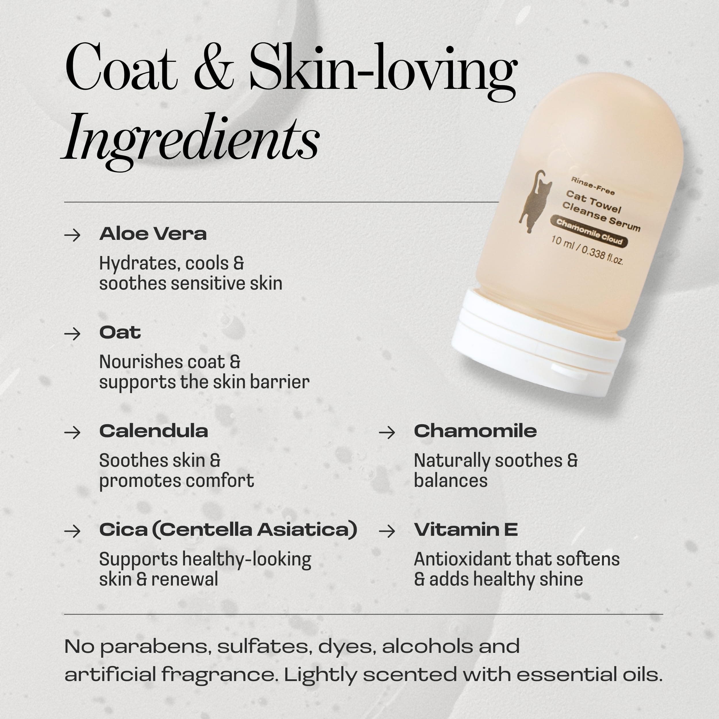 Cat Concentrated Waterless Rinse-Free Shampoo & Conditioner with Bath Mitt – Sensitive Skin, Stress & Itch Relief Gentle Leave-in Serum – 98.65% Naturally Derived-Dry Shampoo for Cats–8×10ml - image 6