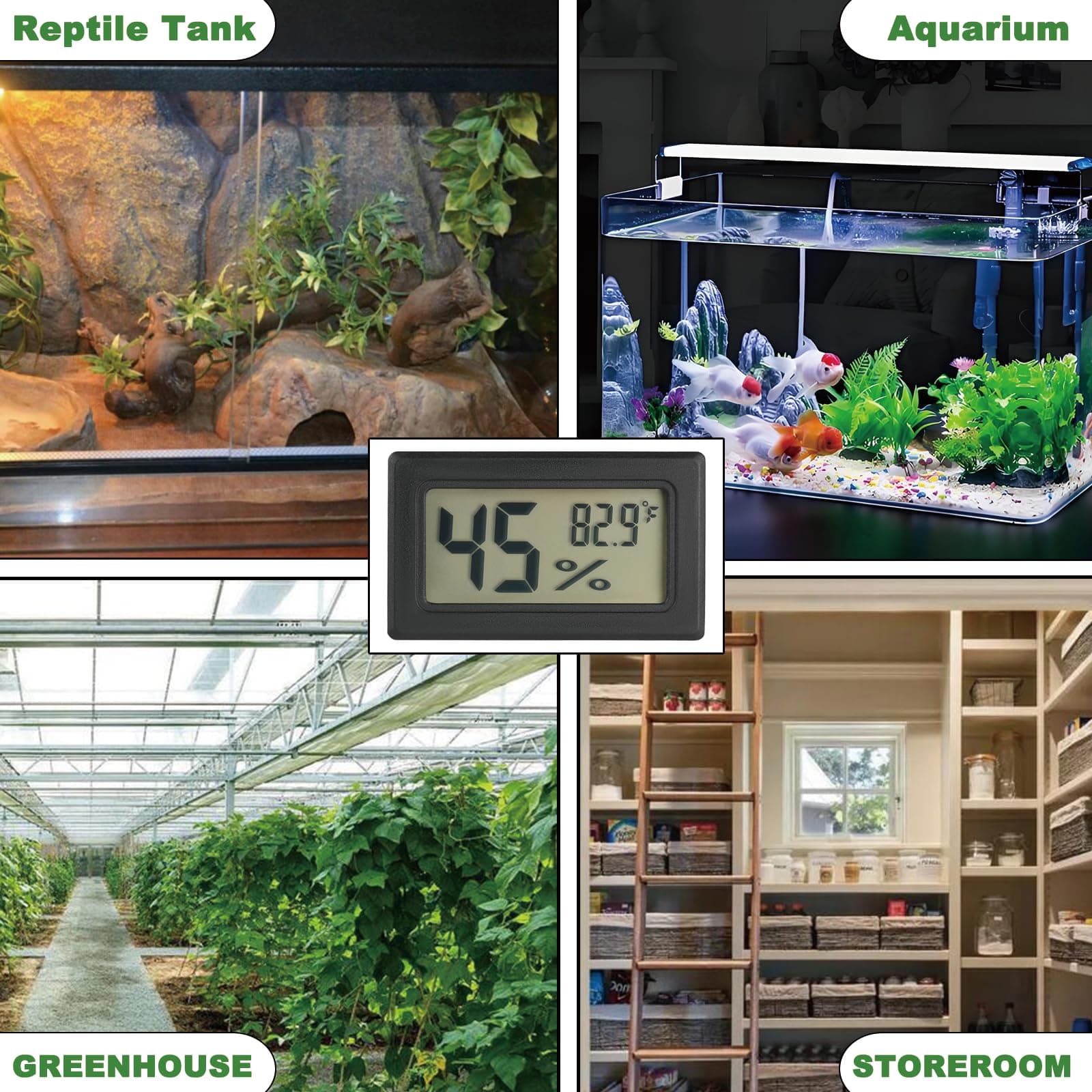 Reptile Thermometer and Humidity Gauge Digtal Terrarium Thermometer Rectangle Bearded Dragon Cage Accessories Reptile Temp and Humidity Gauge for Leopard Gecko Hermit Crab Gecko Lizard Etc 2pc - image 6