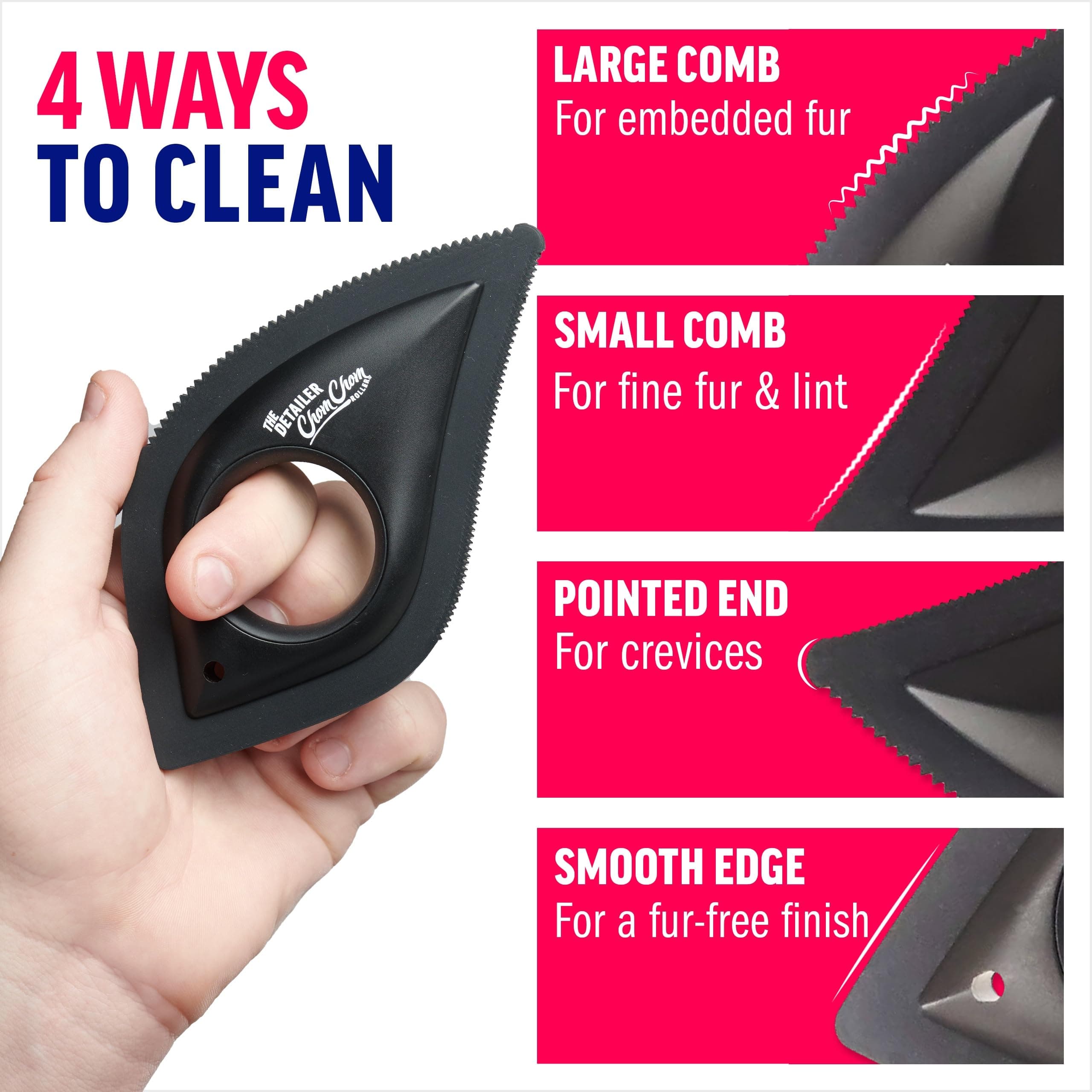 ChomChom Roller Detailer- Scraper for Pet Hair Remover and Lint - Great for CAR - Cat and Dog Hair Remover for Couch, Furniture, Carpet, Clothing and Bedding - Travel Multi-Surface Fur Removal Tool - image 3