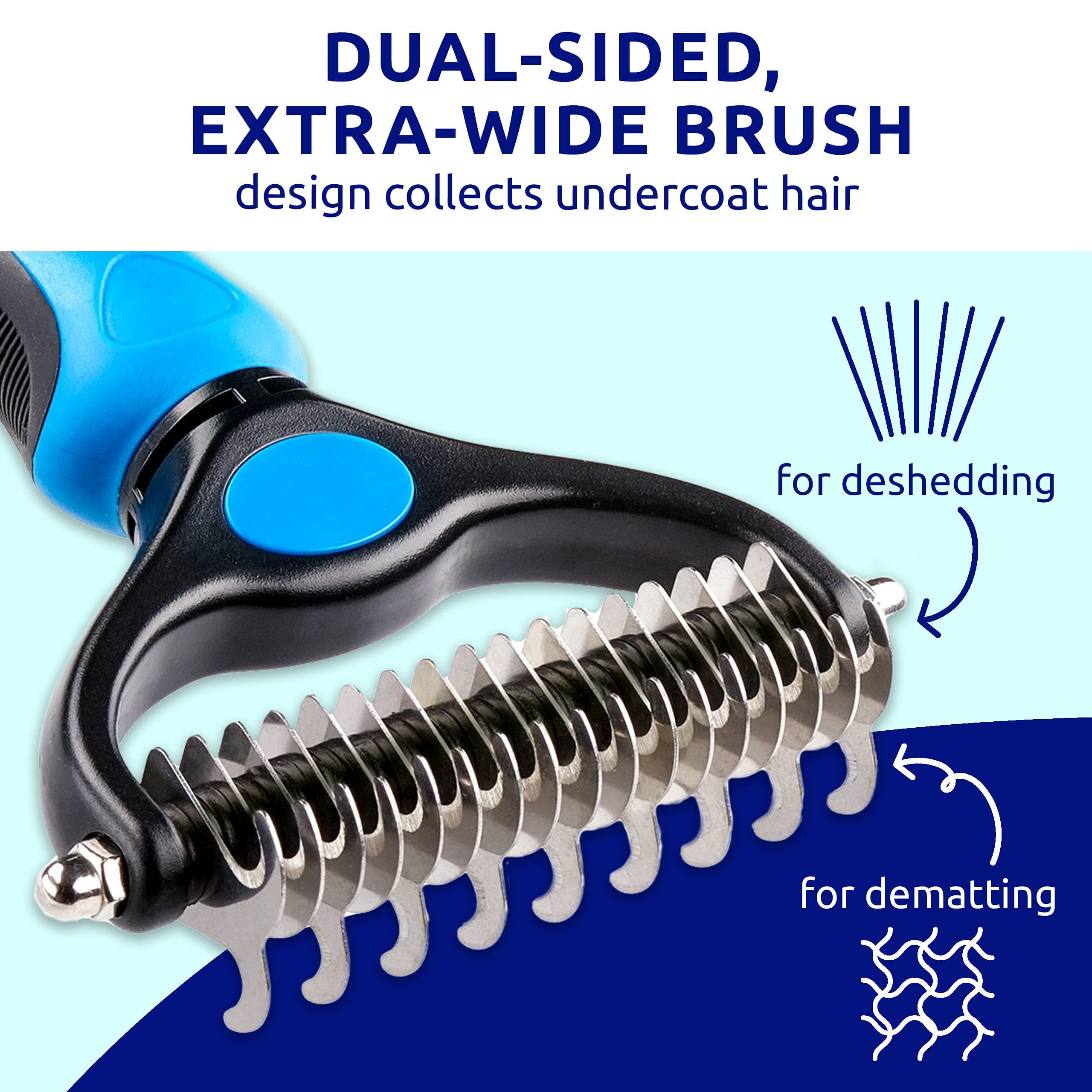 Pat Your Pet Deshedding Brush - Double-Sided Undercoat Rake for Dogs & Cats - Shedding Comb and Dematting Tool for Grooming, Extra Wide - image 4