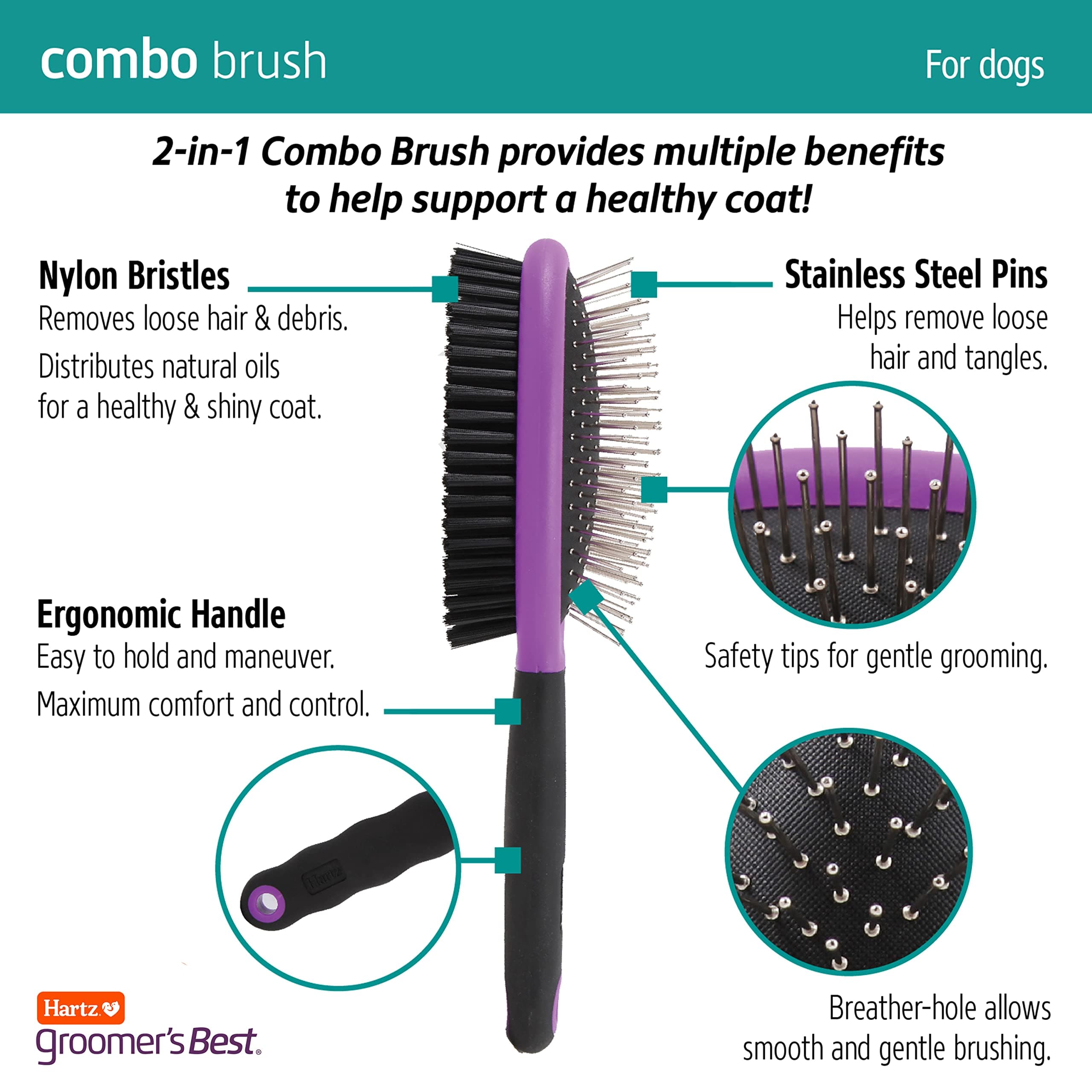 Hartz Groomer's Best Combo Dog Brush, Multi-Colored - image 5