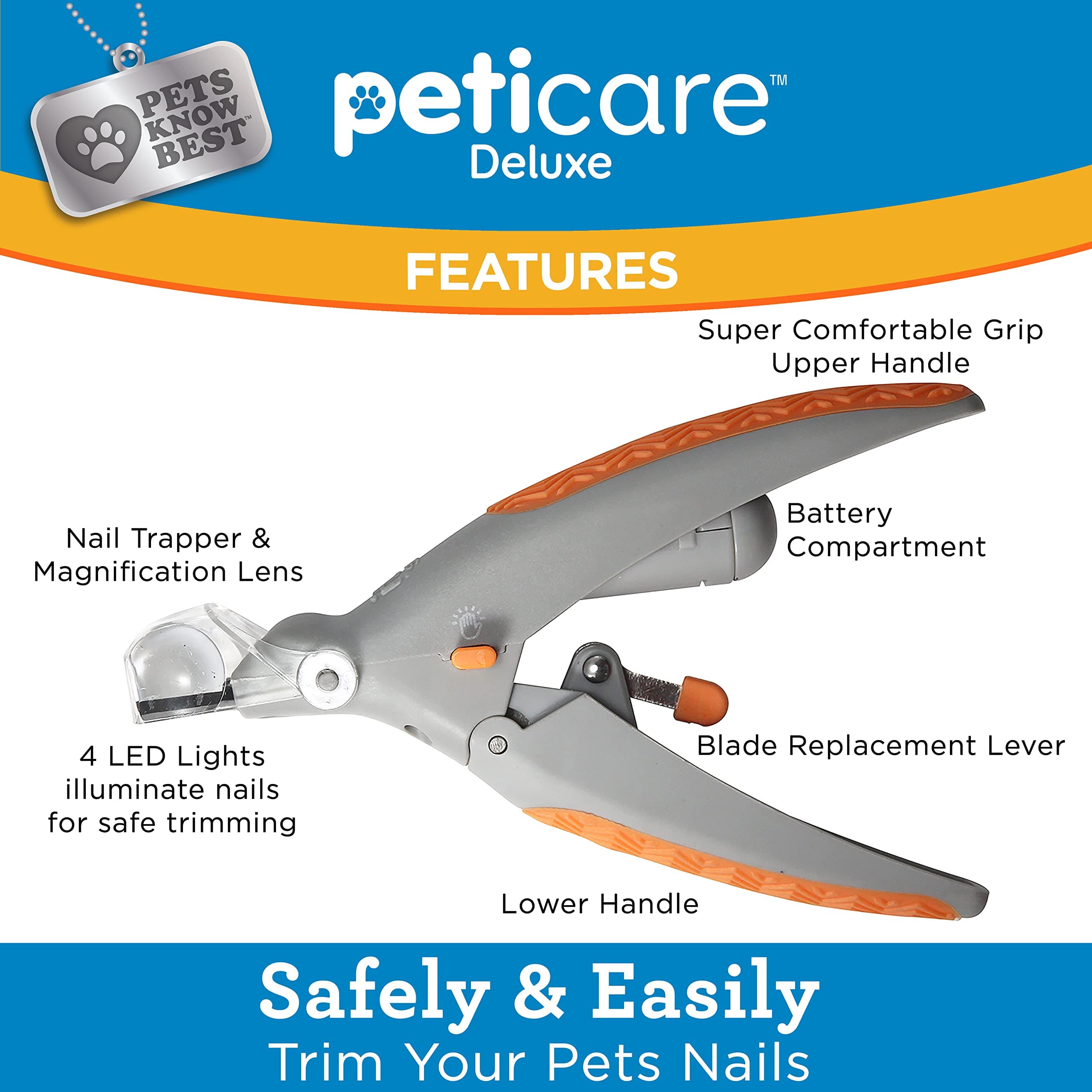 PetiCare Illuminated Dog & Cat Nail Clipper with LED Light & 5X Magnification for Safe, Precise Trimming | Pet Nail Cutter for Small & Large Breeds | Easy-to-Use Grooming Tool for Pets - image 2