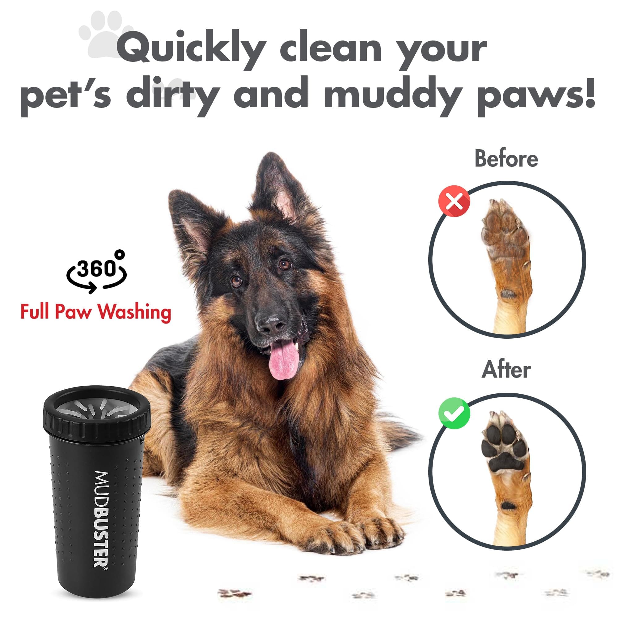 Dexas MudBuster Portable Dog Paw Washer/Paw Cleaner, Large, Matte Black- Special Edition (PW72025-22WP) - image 4