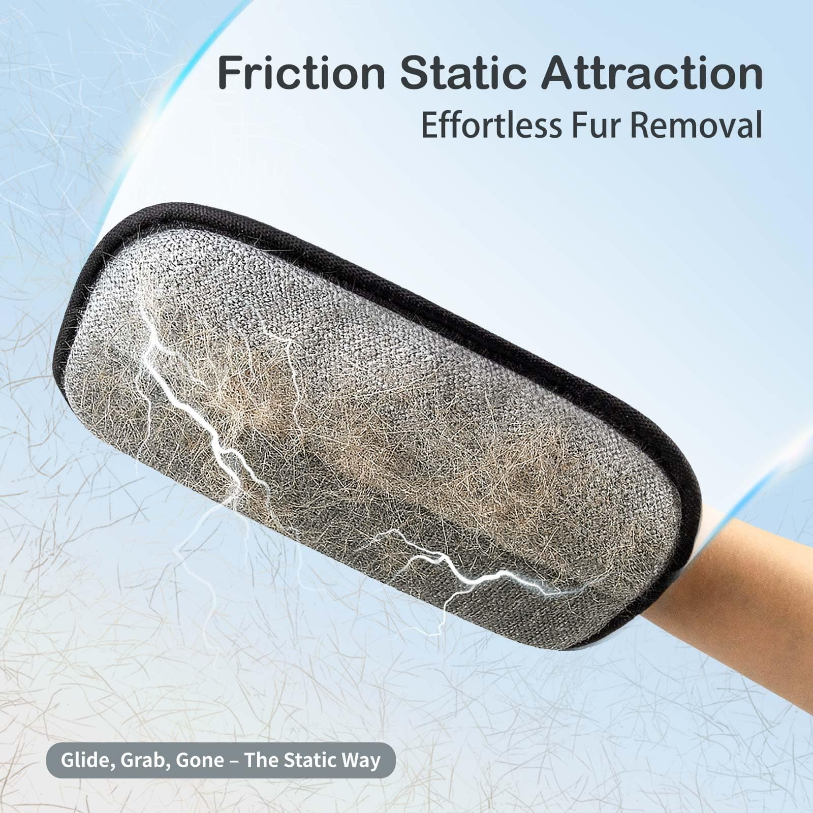 Thickened Pet Hair Removal Glove - Electrostatic Cat Dog Hair Remover Glove, Reusable Magic Brush Pet Hair Remover Tool for Couch, Carpet, and Car Seat (Black,1 Pack) - image 2