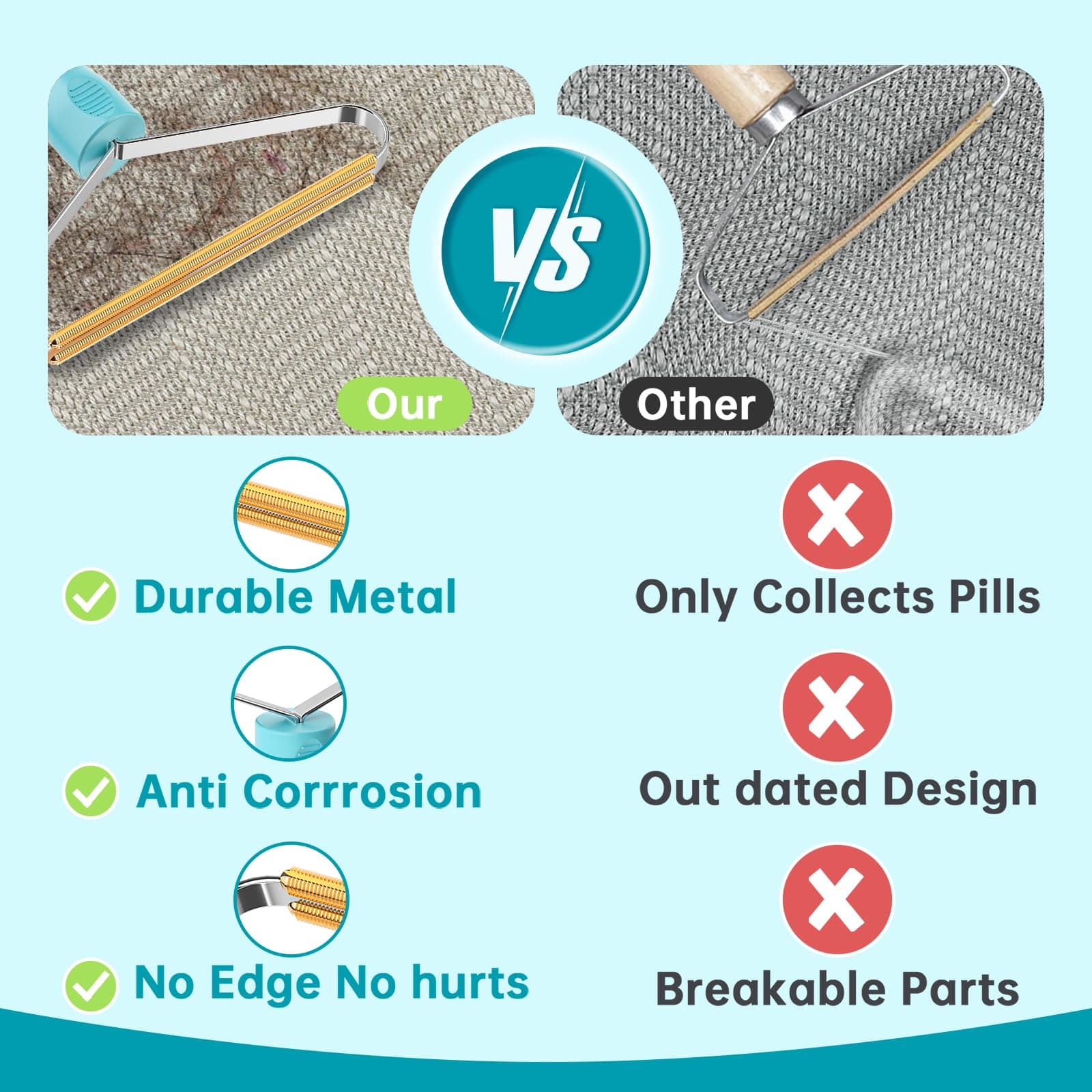 3-Pack Pet Hair Removal Tool,Dog Cat Hair Remover,Lint Shaver Cleaner Pro,Fur Removal Tool,Portable Carpet Scraper,Carpet Rake,Pet Hair Brush for Carpet,Clothes,Car Mats,Couch,Pet Bed,Furniture - image 6