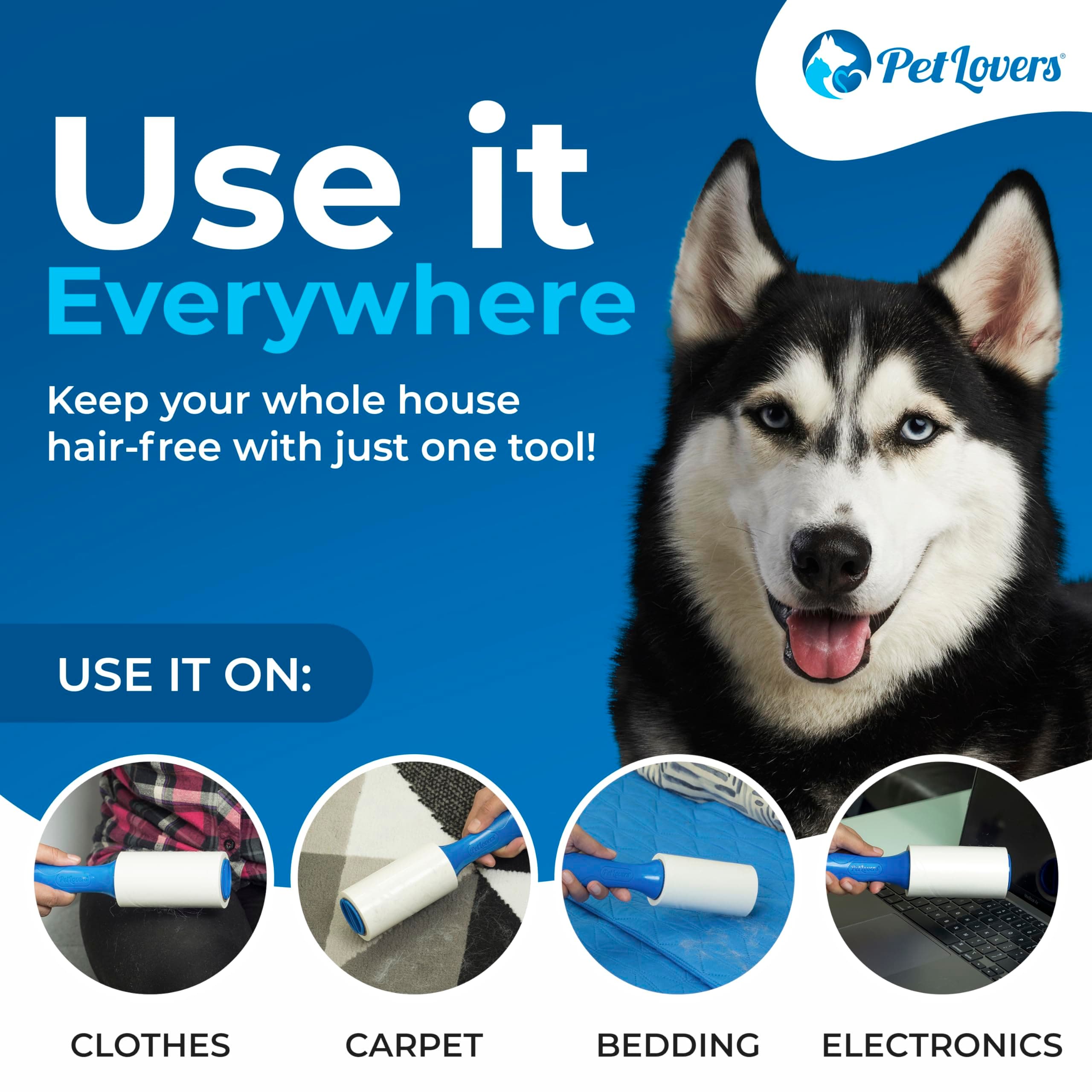 PetLovers Extra Sticky Lint Roller Mega Value Set 720 Sheets for Pet Hair Removal and Clothes, Dog and Cat Lint Remover, 8 Pack - image 6