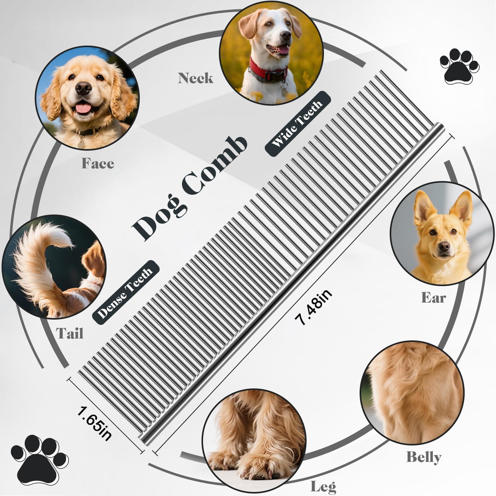 2PCS Slicker Brush for Dogs & Pet Comb,Professional Dog Grooming Brush (Cats,Goldendoodles,Poodles,Labradoodles) with Extra Long Pins to Effectively Remove Tangles, Knots and Mats (Blue, Medium) - image 4