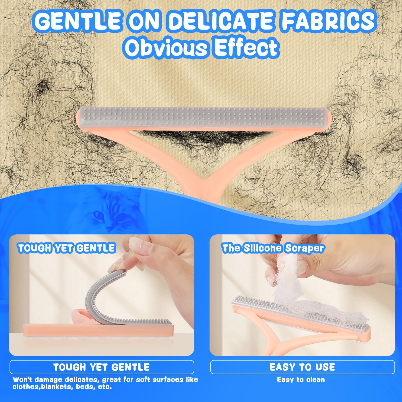 Pet Hair Removal Tool: 6 Pcs Dog Cat Hair Remover - Reusable Pet Hair Remover with Laundry Pet Hair Catcher - Portable Carpet Rake Scraper Fur Removal Tool for Rugs Car Mats Couch Furniture - image 5