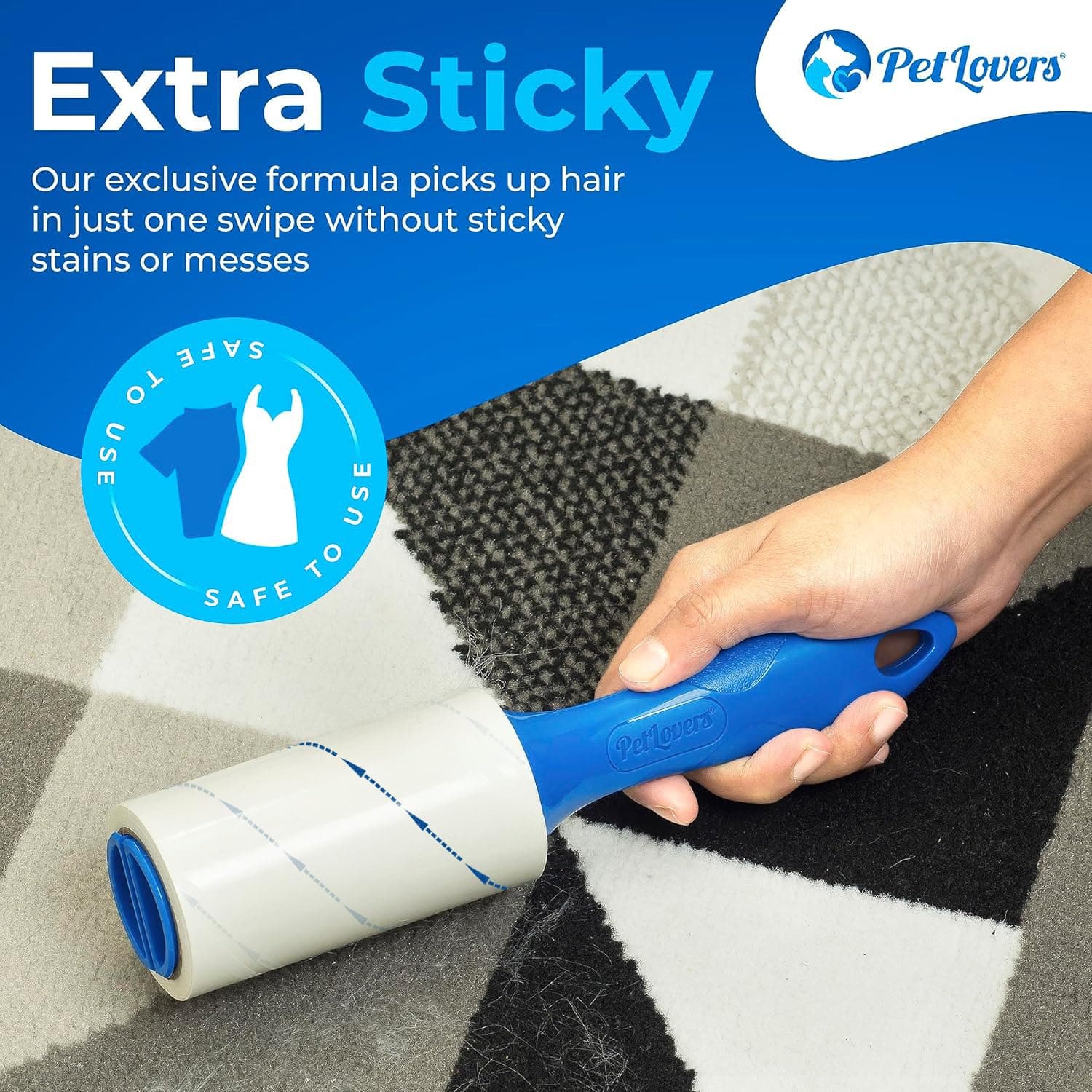 PetLovers Extra Sticky Lint Roller Mega Value Set 450 Sheets for Pet Hair Removal and Clothes, Dog and Cat Lint Remover 5 Pack - image 2