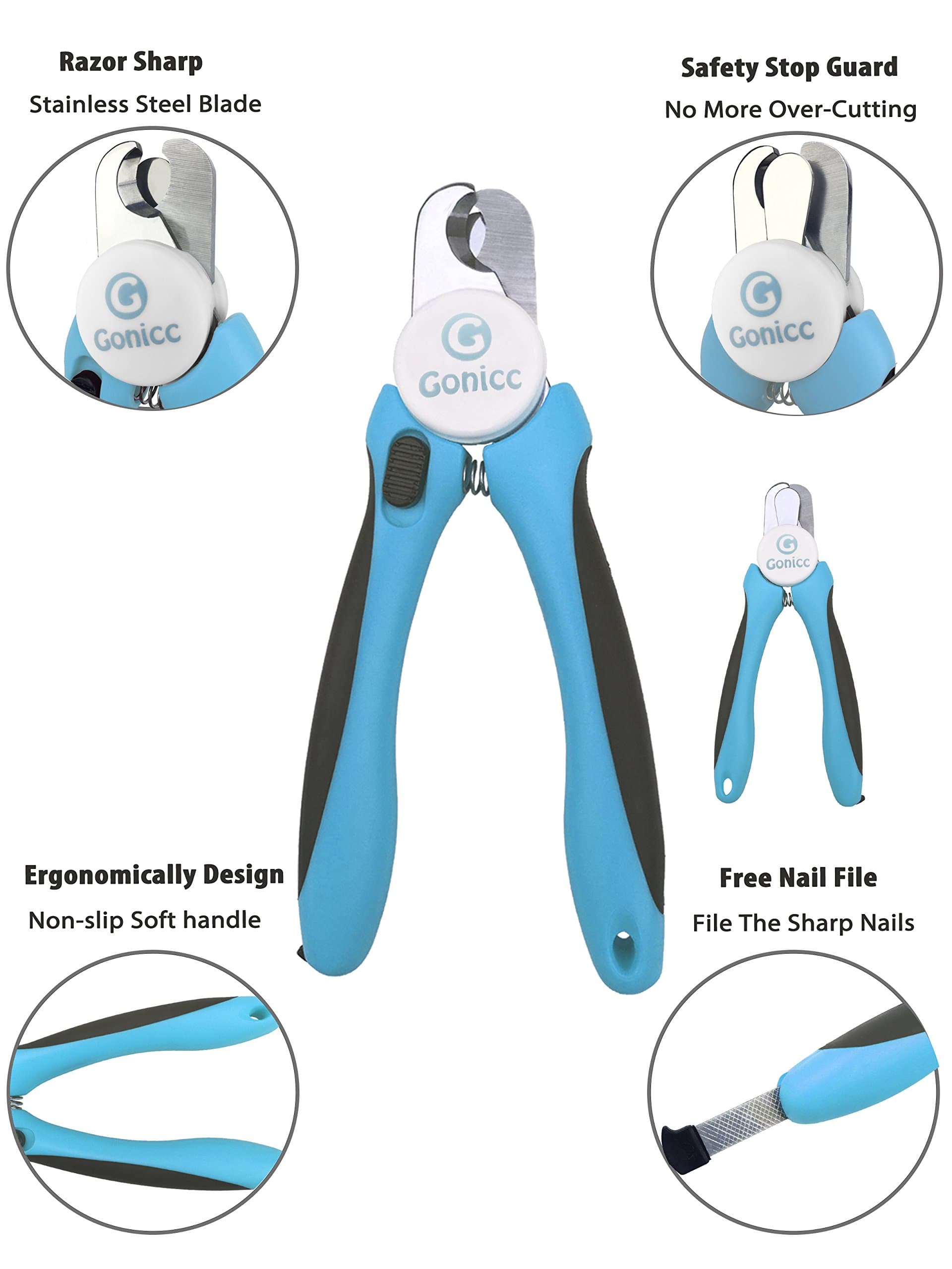 gonicc Professional Small Dog and Cat Nail Clippers Sharp Stainless Steel Pet Nail Trimmers(with Free Nail File in Handle), for Rabbit, Small Animal, with Safety Guard to Avoid Overcutting - image 5