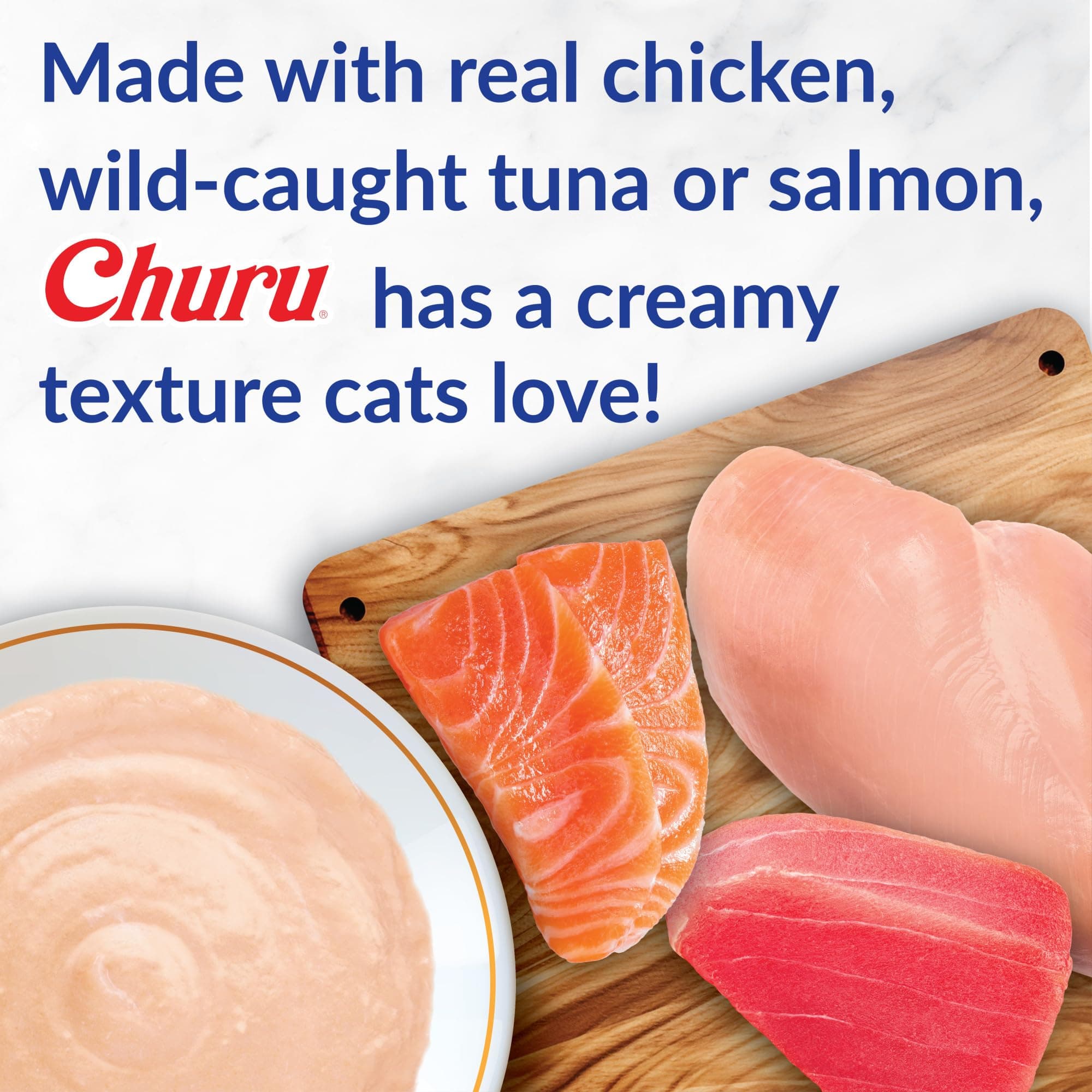 INABA Churu Cat Treats, Grain-Free, Lickable, Squeezable Creamy Purée Cat Treat/Topper with Vitamin E & Taurine, 0.5 Ounces Each Tube, 20 Tubes, Seafood Variety Box - image 4
