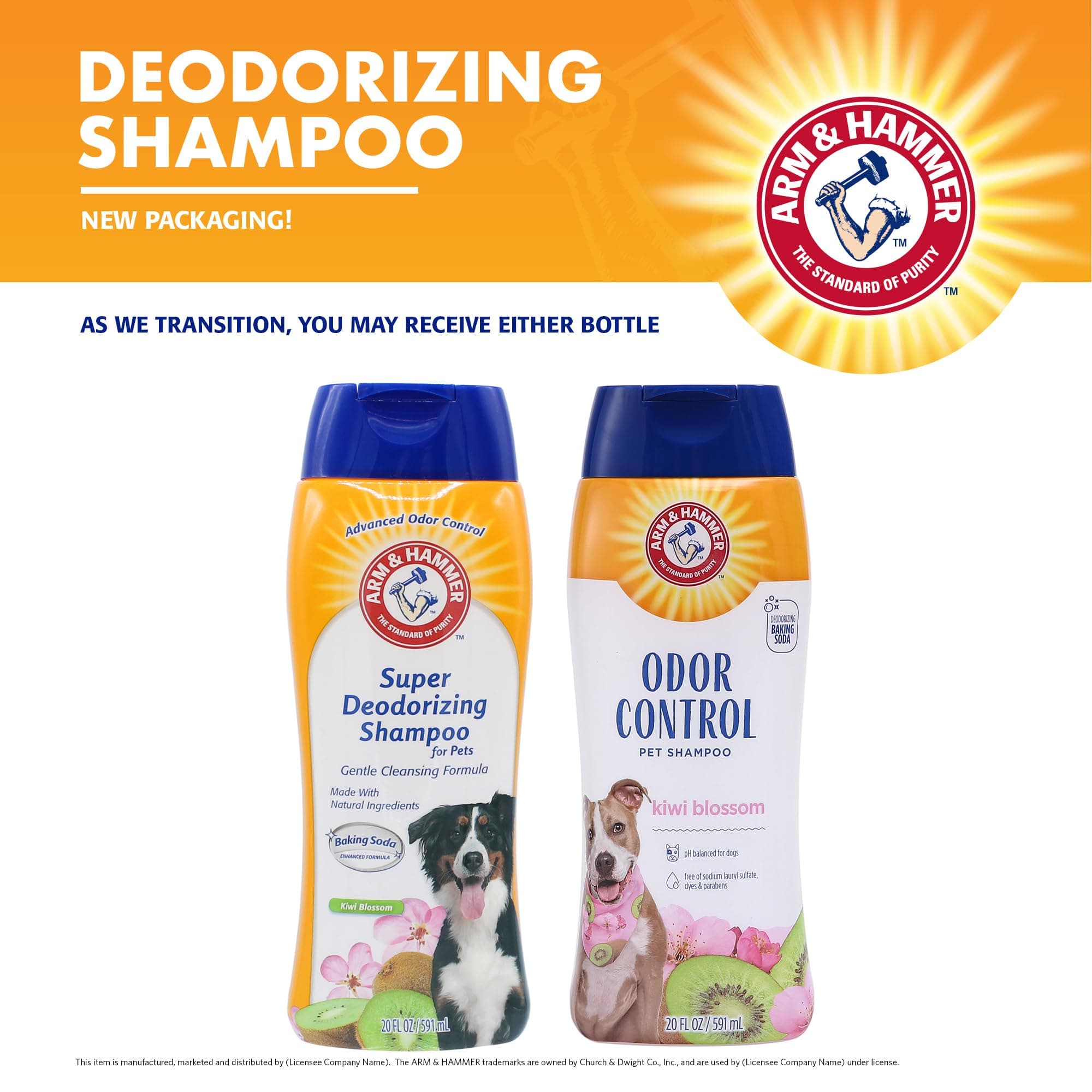 Arm & Hammer Deodorizing Dog Shampoo with Baking Soda for Odor Control, Tearless Moisturizing Formula for Sensitive Skin, Fresh Kiwi Blossom Scent, Safe for Dogs and Puppies, 20 Fl Oz - image 2