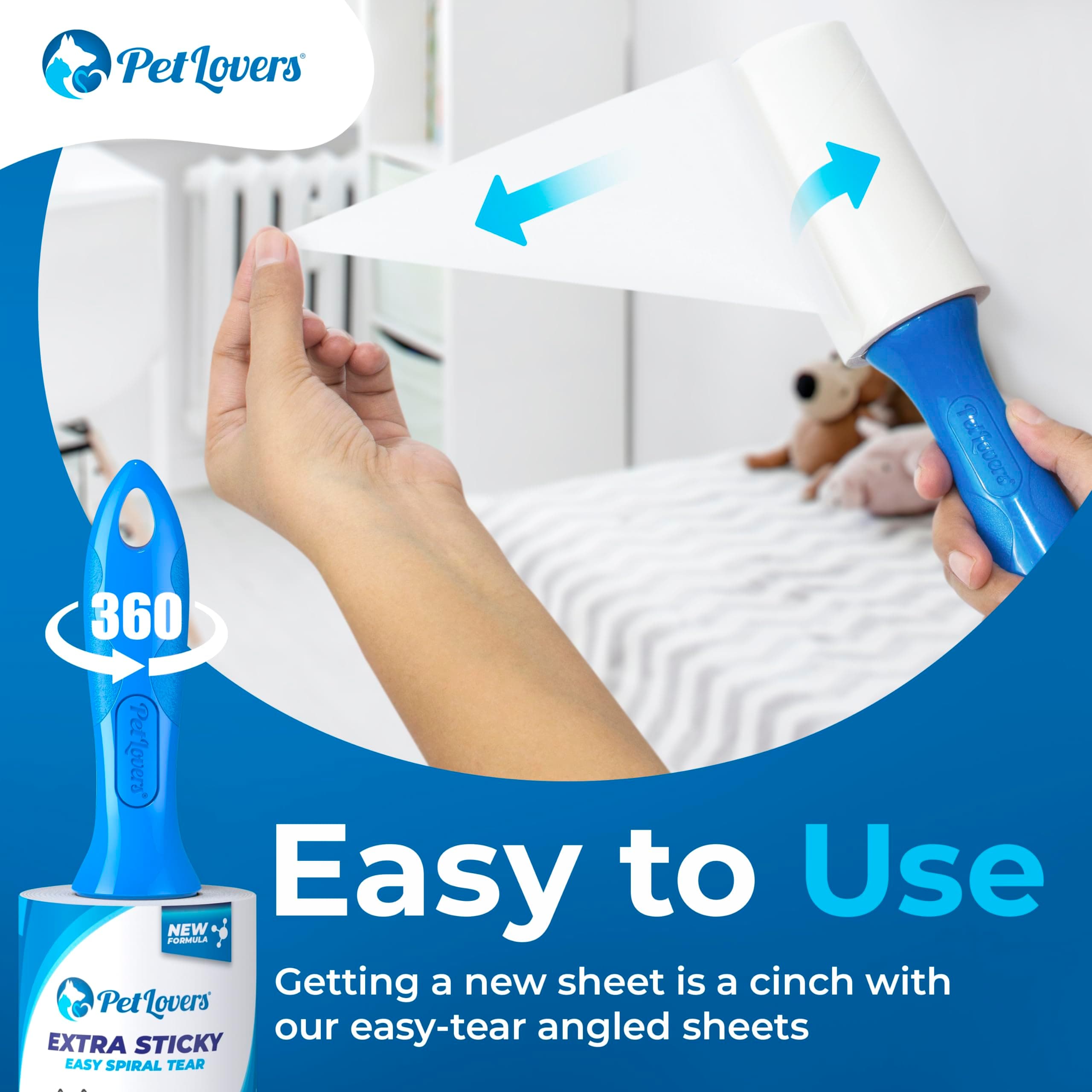 PetLovers Extra Sticky Lint Roller Mega Value Set 720 Sheets for Pet Hair Removal and Clothes, Dog and Cat Lint Remover, 8 Pack - image 5