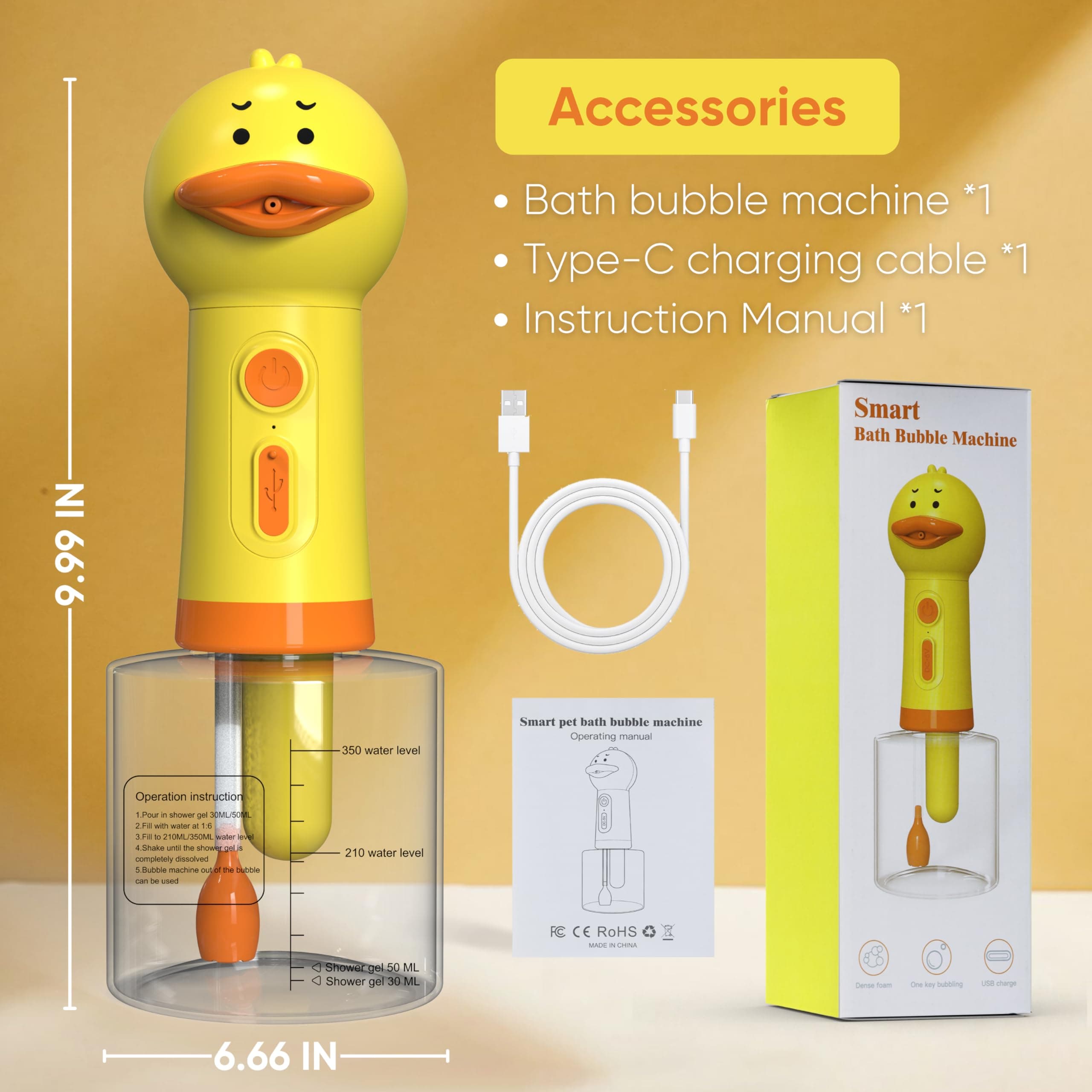 Electric Dog Shampoo Dispenser Dog Shampoo Sprayer Duck Shampoo Foamer for Pet, Foaming Soap Dispenser for Bathtub, Kitchen Sink Cleaning - image 5