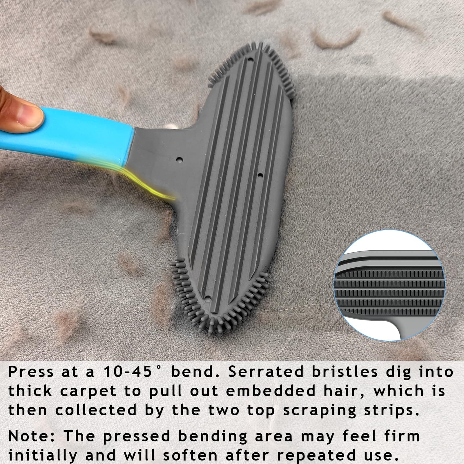 Pet Hair Removal Tool and Pet Hair Remover with 3 in 1 Silicone, Cat Dog Hair and lint Fur Remover for Carpet Couch Cat Tree Bed Furniture and Car Interior, Reusable and Portable,2 Pack - image 4