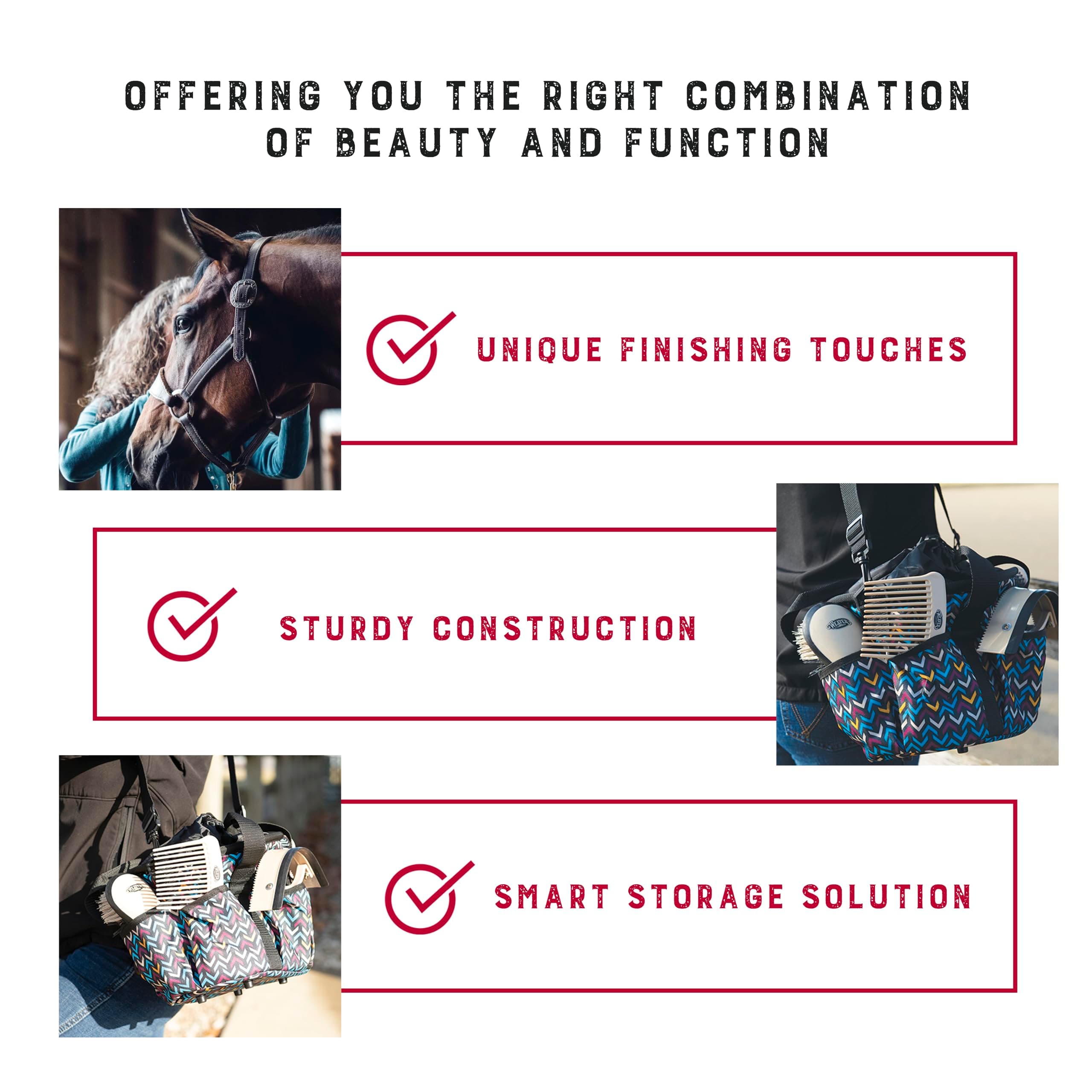 Weaver Equine Horse Grooming Kit, 7-Piece Horse Brush Set with Organizer Tote Bag, Hoof Pick, Comb, Sweat Scraper, Equine Tools for Daily Grooming, Insignia - image 5