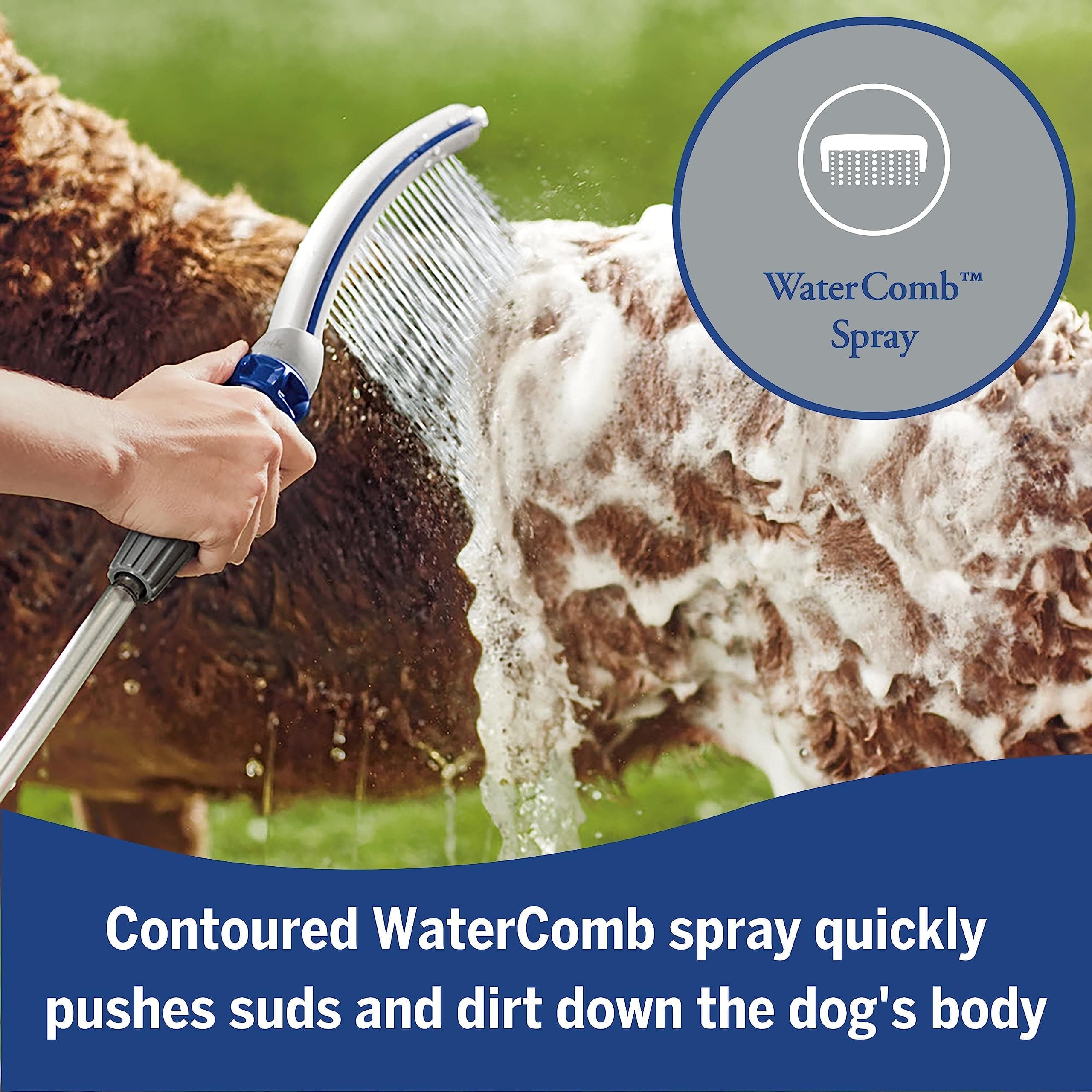 Waterpik Pet Wand Pro Dog Shower Attachment for Fast and Easy Dog Bathing and Cleaning, Indoor and Outdoor Sprayer Includes 8-Foot Flex Hose, Blue/Grey, PPR-252E - image 4
