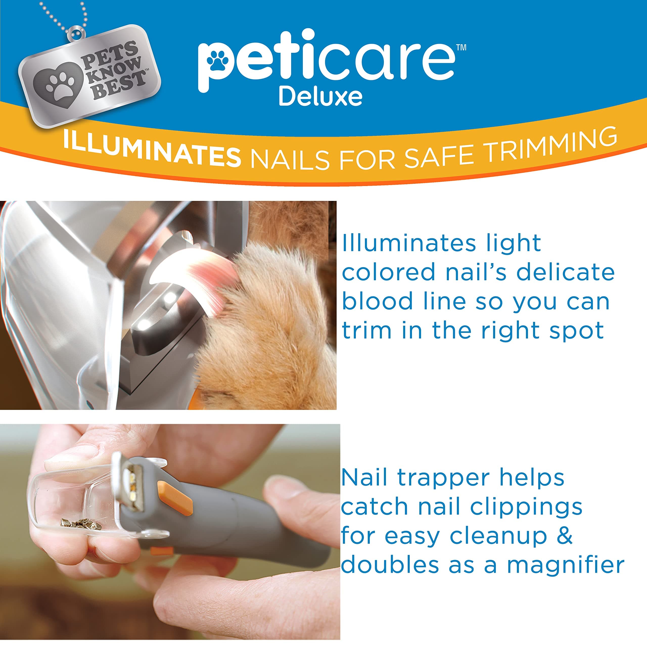PetiCare Illuminated Dog & Cat Nail Clipper with LED Light & 5X Magnification for Safe, Precise Trimming | Pet Nail Cutter for Small & Large Breeds | Easy-to-Use Grooming Tool for Pets - image 3