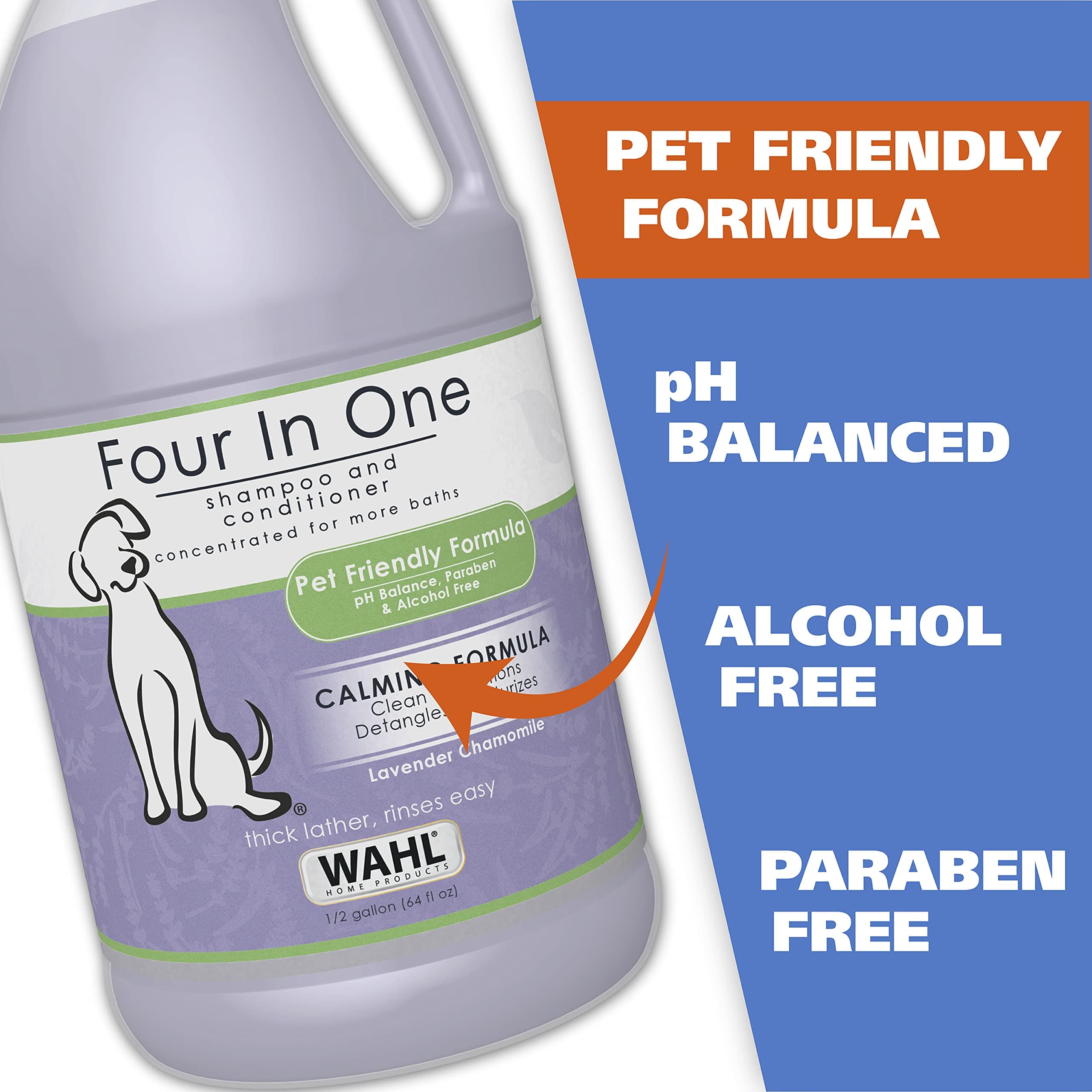 Wahl USA 4-in-1 Calming Pet Shampoo for Dogs with a Lavender Chamomile Scent – Cleans, Conditions, Detangles, & Moisturizes - Pet Friendly Formula – 64 Oz - Model 821000-050 - image 3