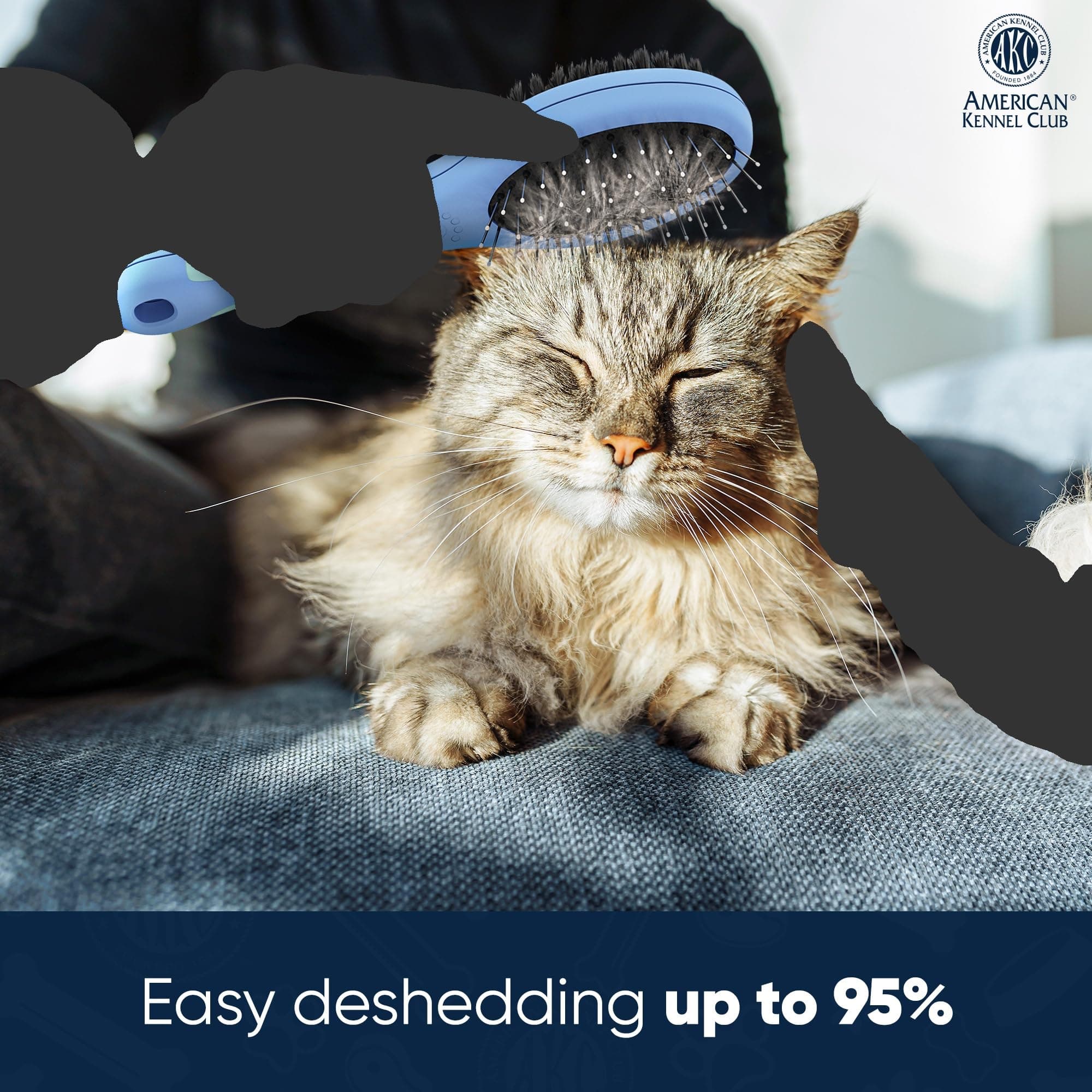 American Kennel Club AKC Pet Grooming Brush for Dogs and Cats - 2-in-1 Deshedding and Detangling Brush with Dense Nylon Bristles, Removes Loose Hair for Short and Long Coat Dogs and All Breeds - image 8