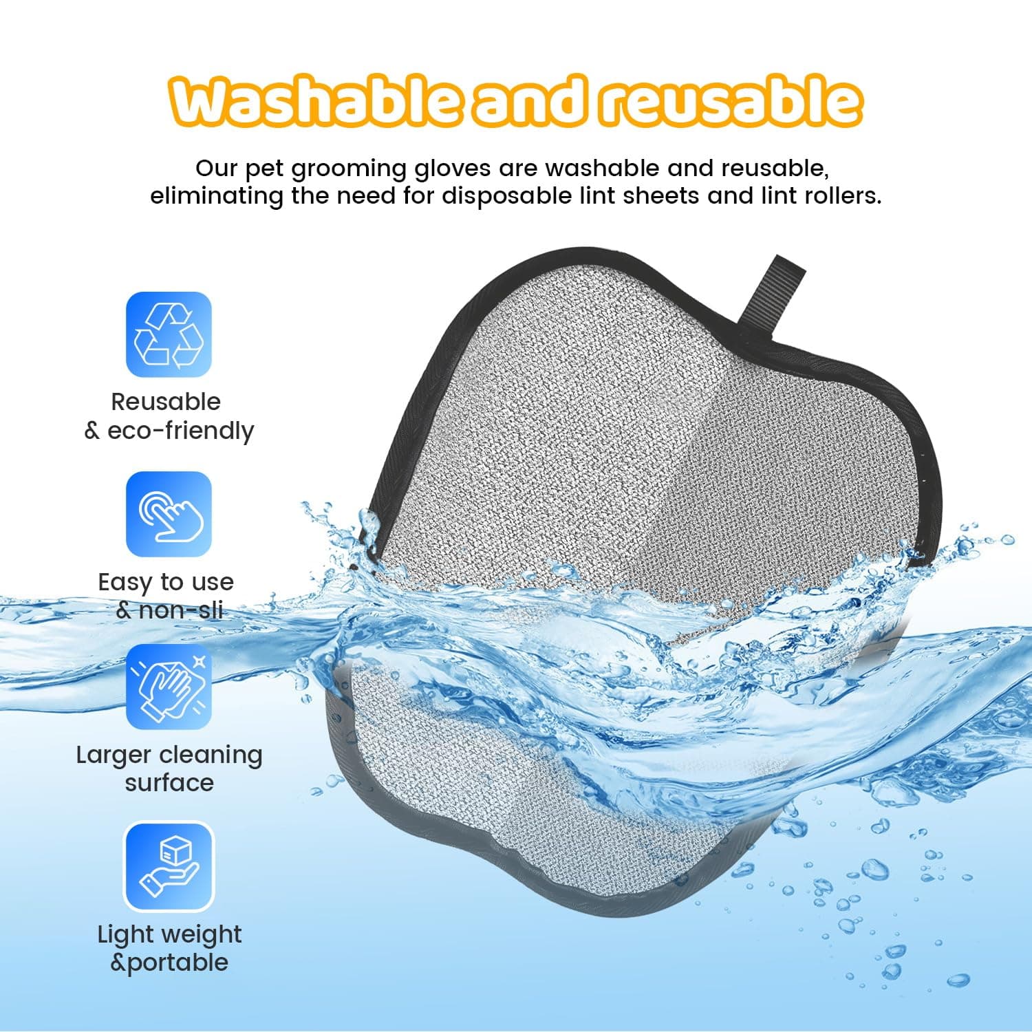 Pet Hair Removal Glove for Dogs & Cats, Newly Upgraded Reusable Electrostatic Pet Hair Remover Glove, Pet Hair Remover Mitt Tool for Couch, Furniture, Bed, Clothing, Carpet, Car Seat (Yellow) - image 5