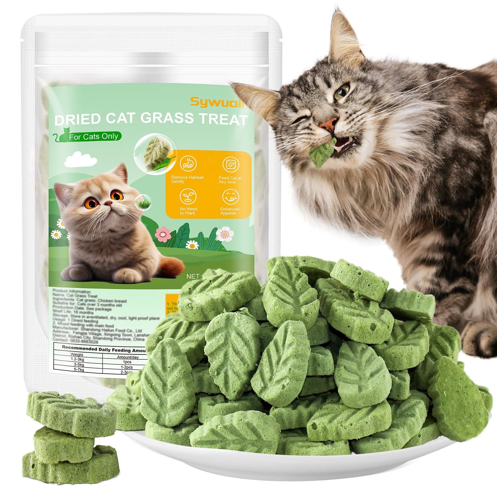100g/3.52oz Cat Grass Treats, Cat Grass Teething Stick for Hairball Remove and Teeth Cleaning, Edible Cats-Grass Stick Snack