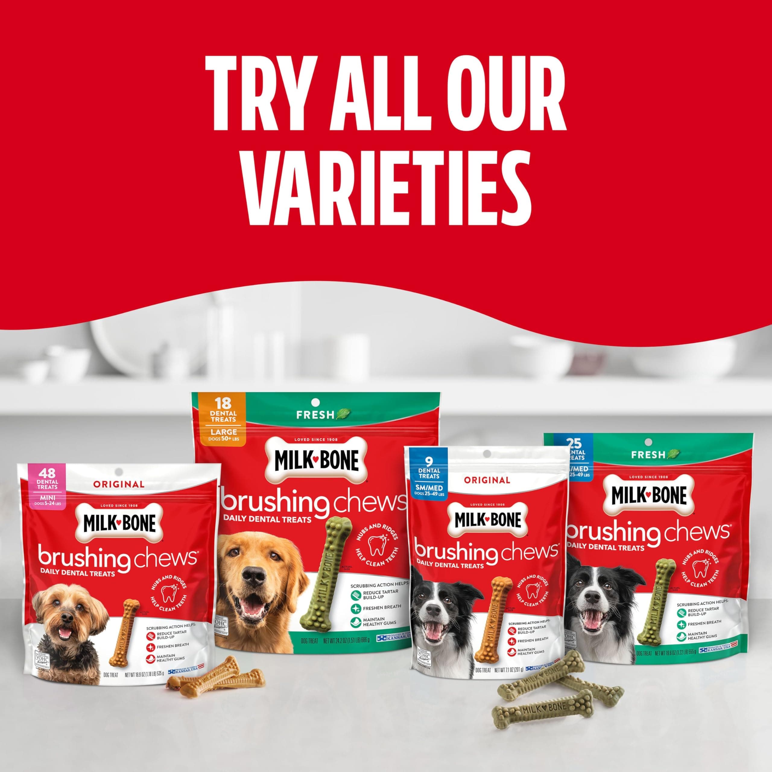 Milk-Bone Brushing Chews Fresh Mint Flavor Daily Dental Dog Treats, Large, 24.2 Oz. Bag - image 6