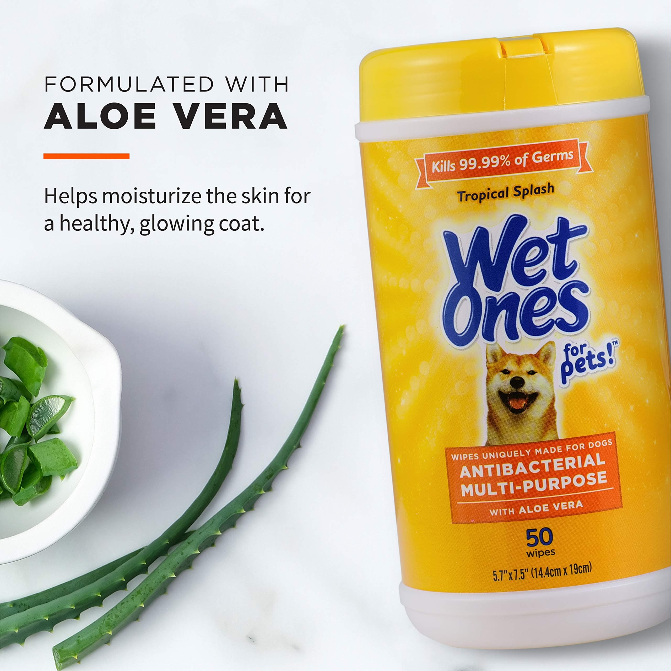 Wet Ones for Pets Multi-Purpose Dog Wipes With Aloe Vera | Dog Wipes For All Dogs in Tropical Splash, Wet Ones Wipes for Paws & All Purpose | 50 Ct Cannister Dog Wipes - image 4