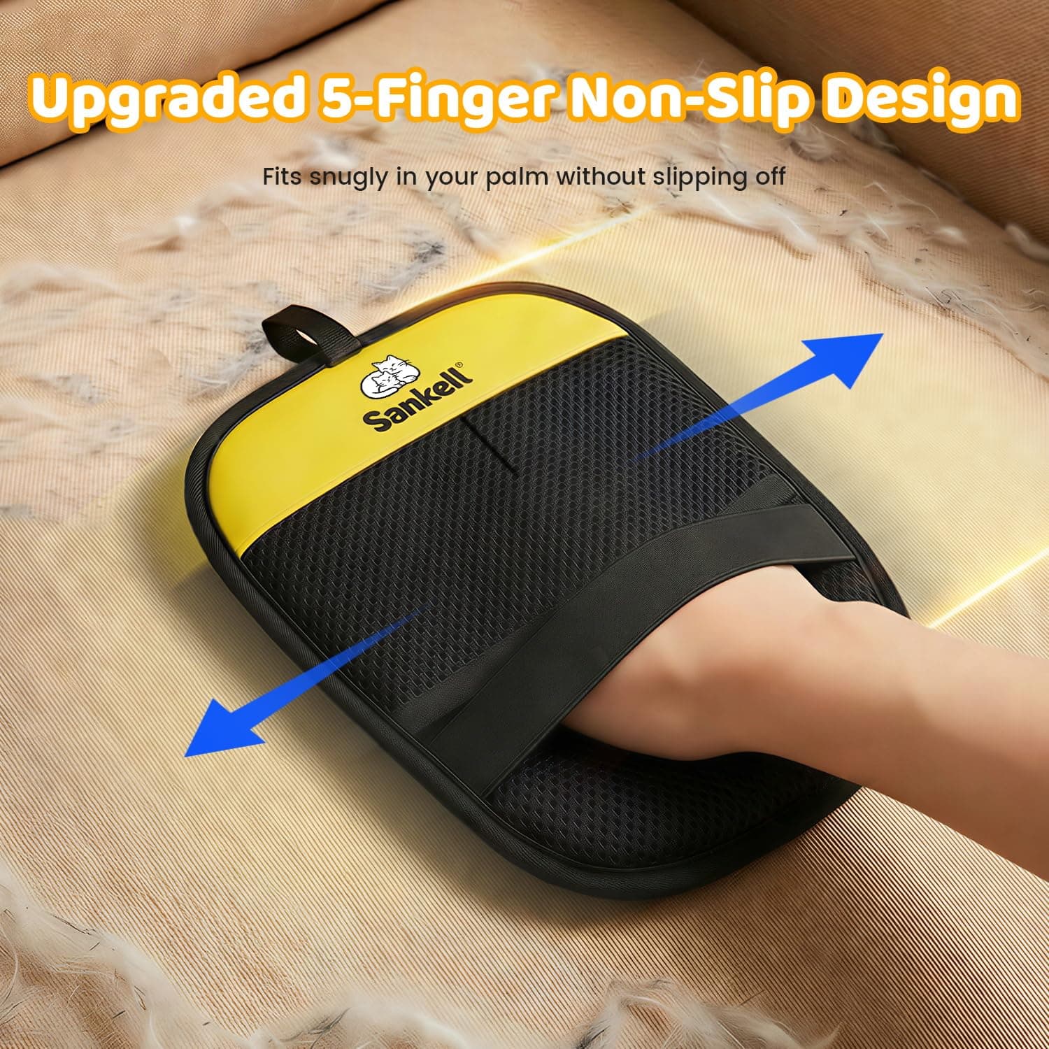 Pet Hair Removal Glove for Dogs & Cats, Newly Upgraded Reusable Electrostatic Pet Hair Remover Glove, Pet Hair Remover Mitt Tool for Couch, Furniture, Bed, Clothing, Carpet, Car Seat (Yellow) - image 4