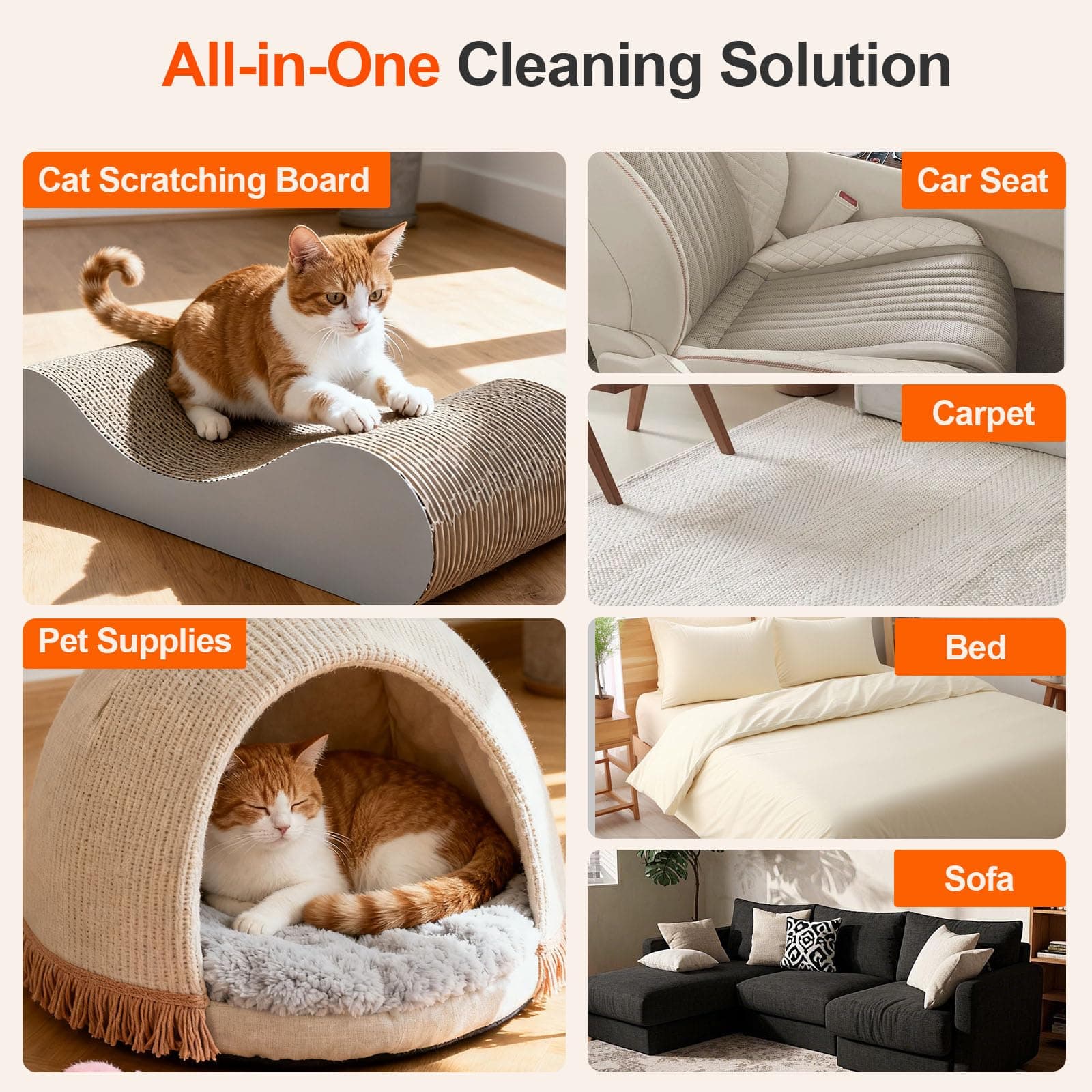 Pet Hair Removal Tool for Furniture, 3 in 1 Cat and Dog Hair Removal Tool, Suitable for Use on Furniture, Carpets, Clothing, and Bedding, Durable, Reusable, Washable, Grey, 1 Pcs - image 2