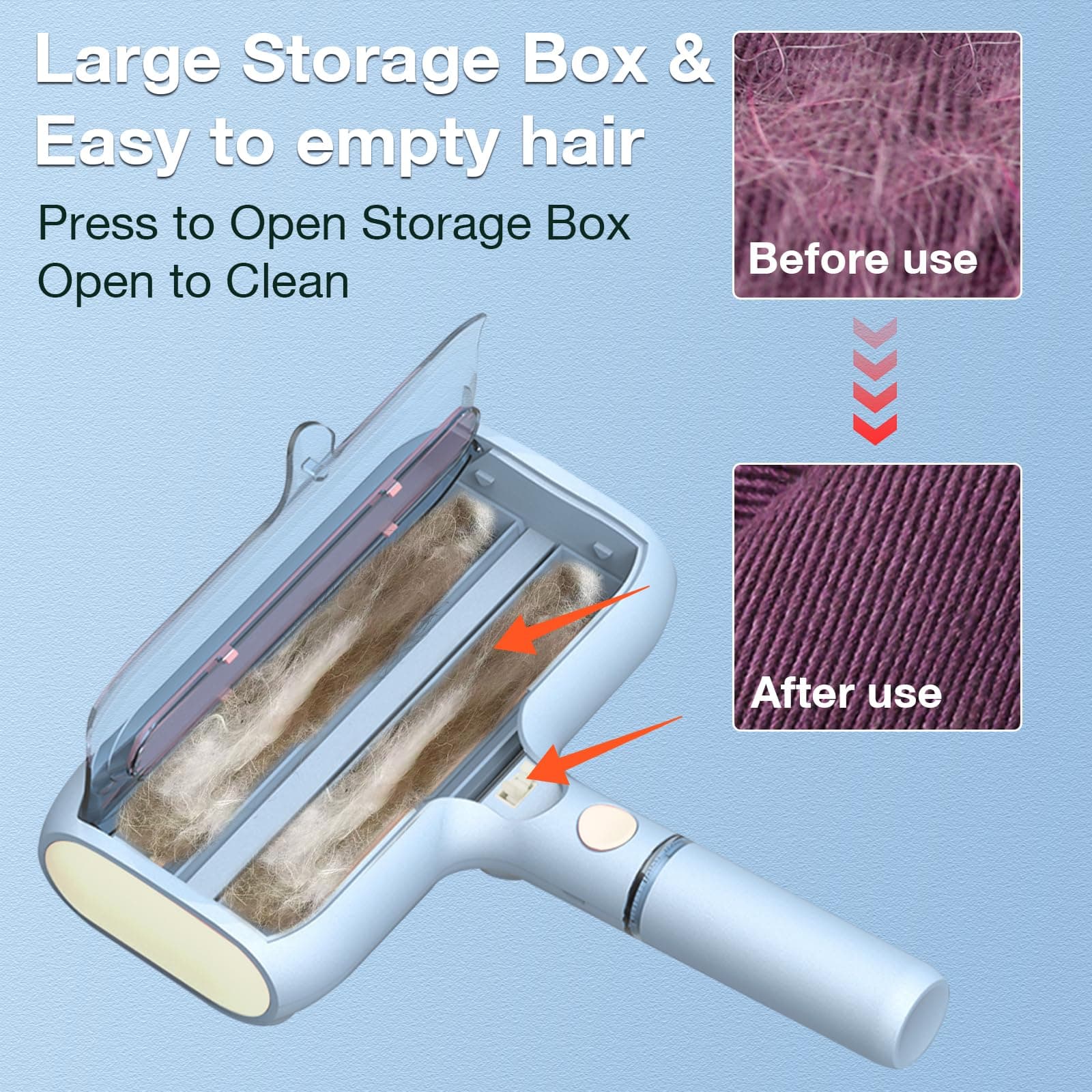 Pet Hair Removal Tool: New Upgraded Pet Hair Remover with Fur Bin-Reusable Lint Roller for Pet Hair-Cat and Dog Hair Remover for Couch, Furniture, Carpet, Clothes, Car Seat - Essential for Pet Owners - image 6