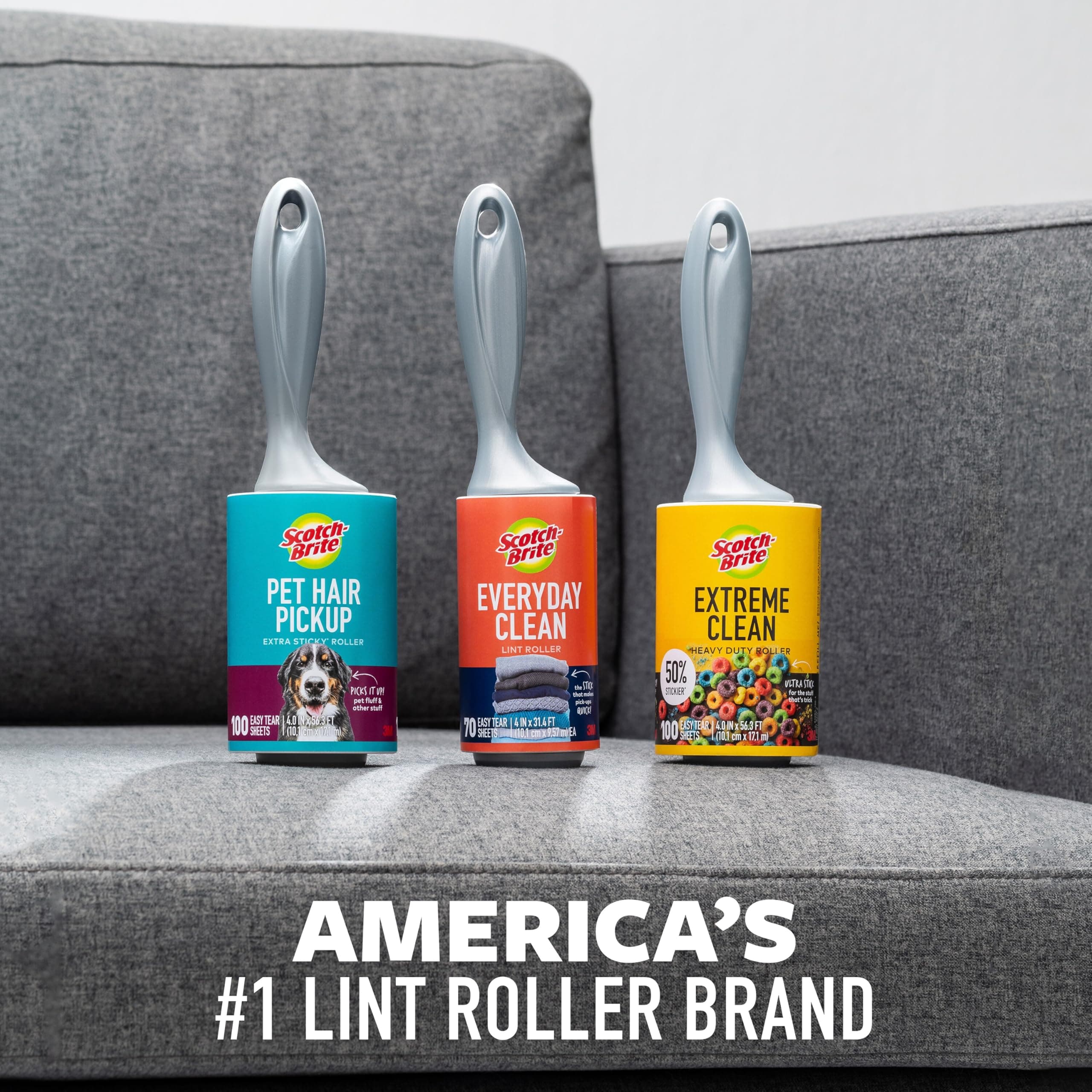 Scotch-Brite Everyday Clean Lint Roller, White, Manual Operation, 3 Pack, Lint Remover for Pet Hair, Dark Clothes, Furniture, and Dusty Surfaces, 300 Adhesive Sheets Total - image 8