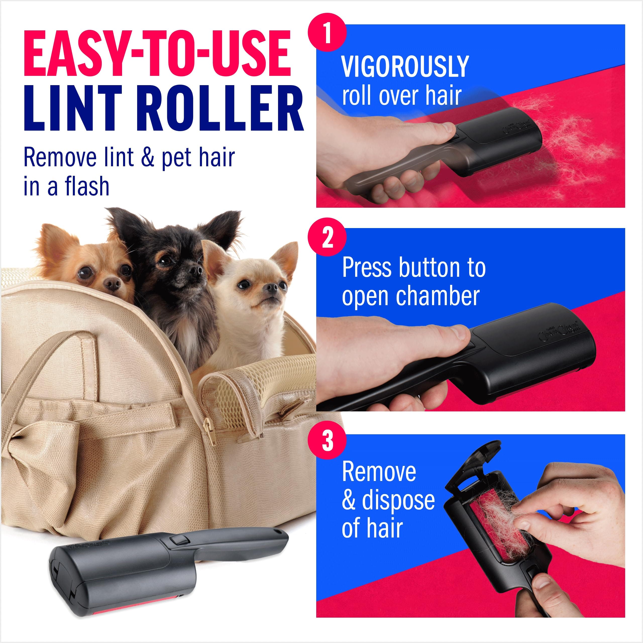 ChomChom Roller Pet Hair Remover – Reusable Lint Roller Pet Hair Removal Tool for Clothes, Couches, Cars and Travel - Cat Dog Hair Remover, Compact, No Sticky Refills Needed (Mini Roller) - image 3