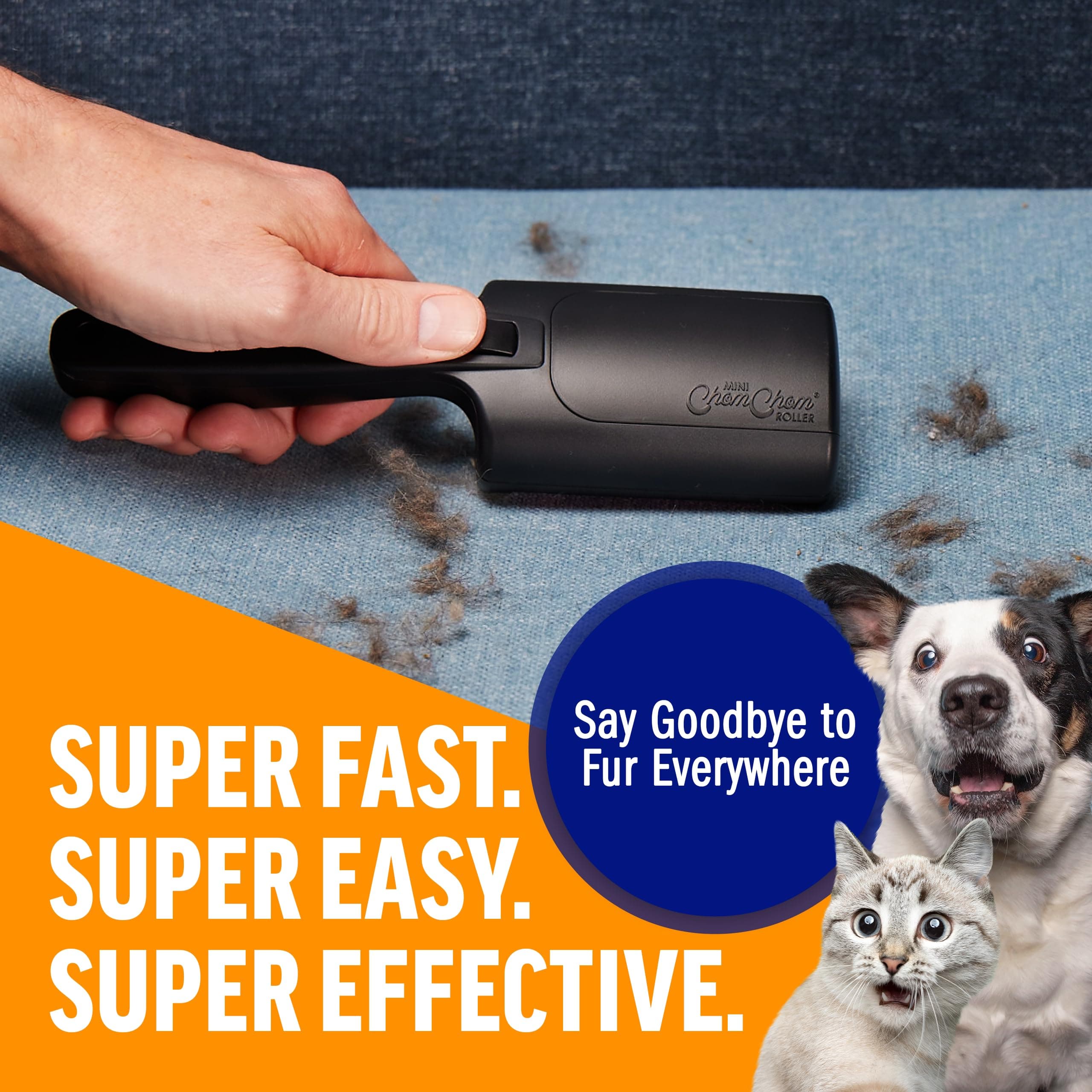 ChomChom Roller Pet Hair Remover – Reusable Lint Roller Pet Hair Removal Tool for Clothes, Couches, Cars and Travel - Cat Dog Hair Remover, Compact, No Sticky Refills Needed (Mini Roller) - image 6