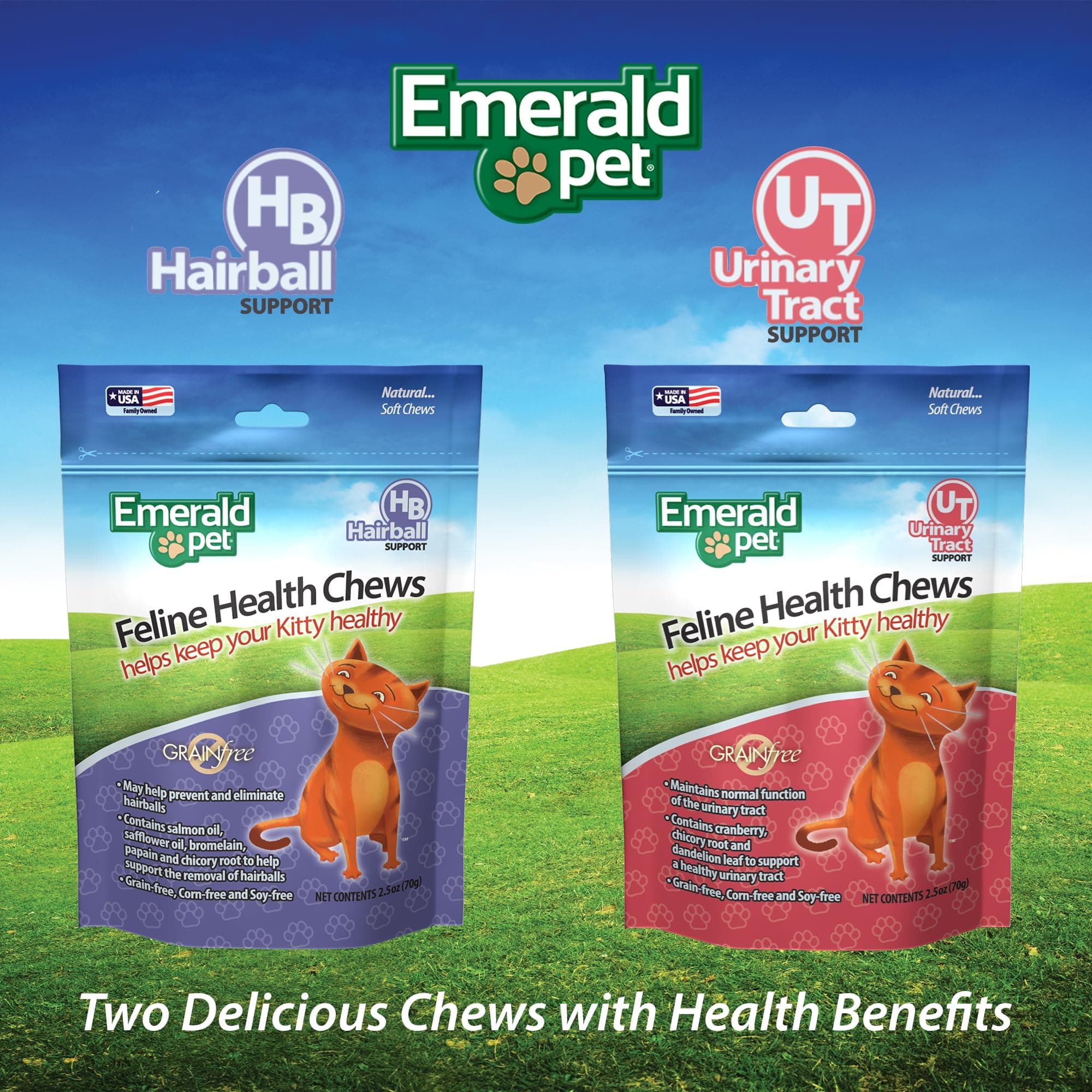 Emerald Pet Feline Health Chews Hairball Support — Natural Grain Free Feline Hairball Control Chews — Hairball Control Cat Supplements for Hairball Prevention and Elimination — Made in USA, 2.5 oz - image 8