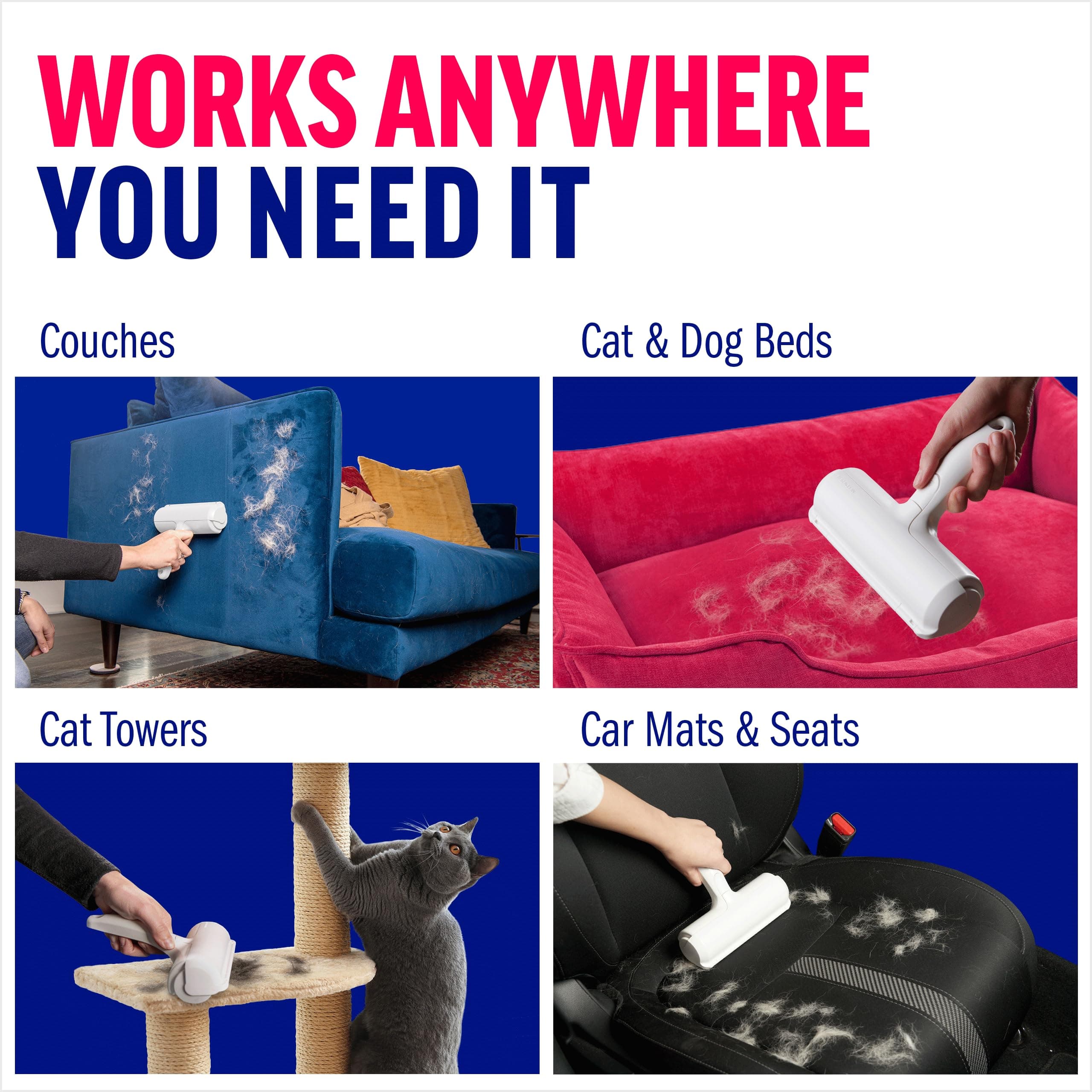 ChomChom Roller Pet Hair Remover – Original Size Reusable Lint Roller for Cat & Dog Hair on Furniture, Couch, Carpet, Car, Rugs & Bedding – Portable, Eco-Friendly (White) - image 6